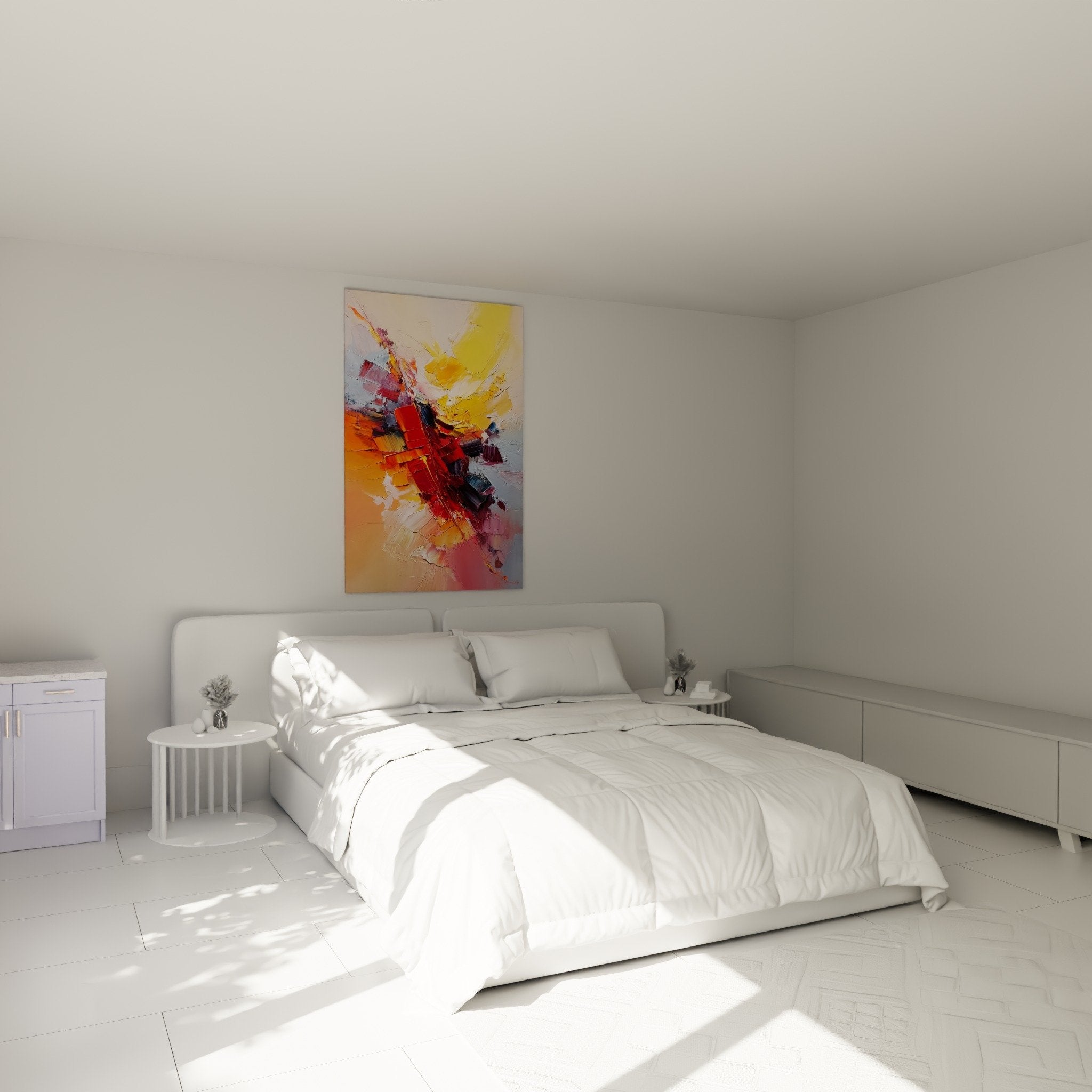 Rotes gelbes Gemälde Schlafzimmer Feng-Shui abstrakte Wanddekoration