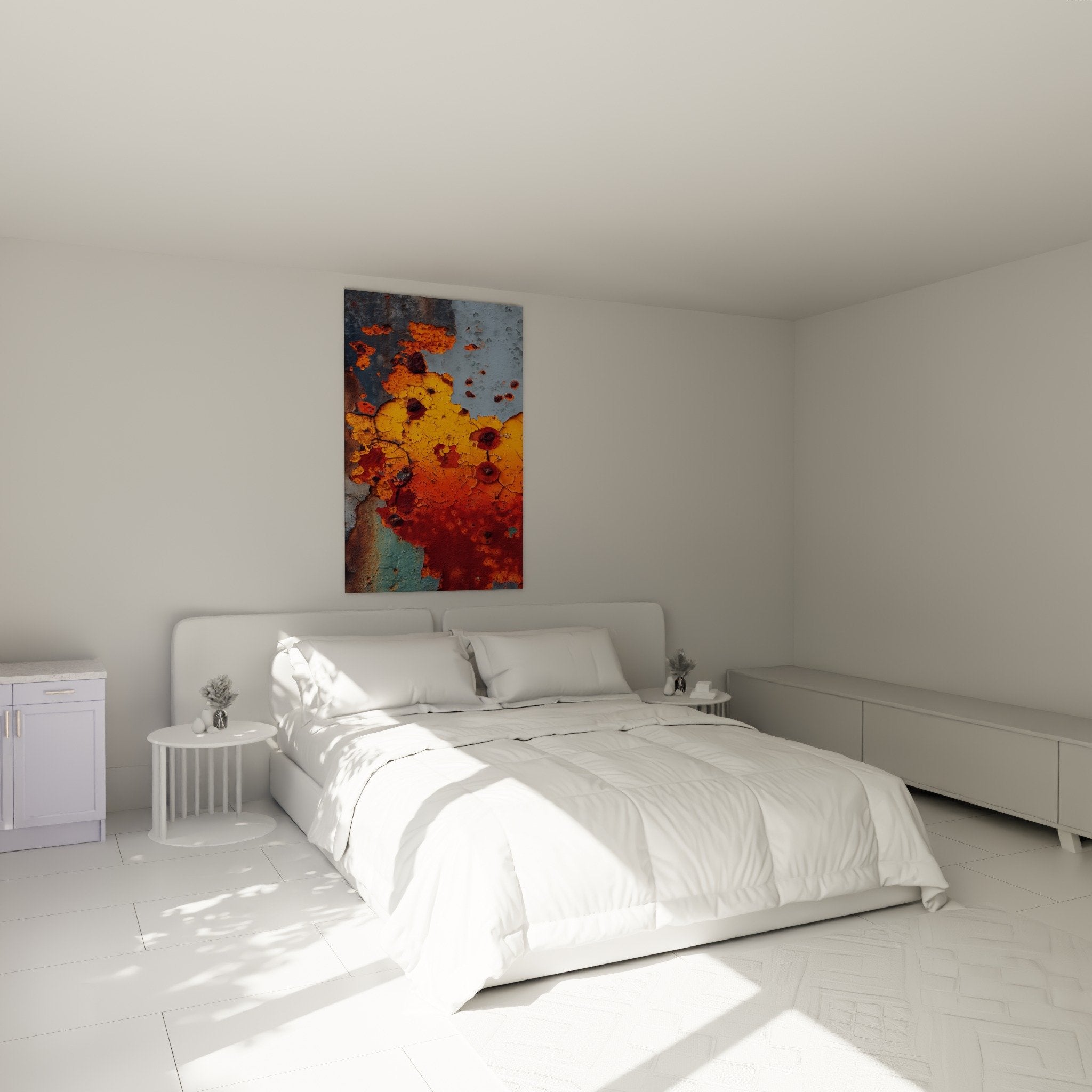 Schlafzimmer-Dekoration Gemälde Rost Orange Rot Metall Oxid Feng Shui industrielle zeitgenössische Atmosphäre