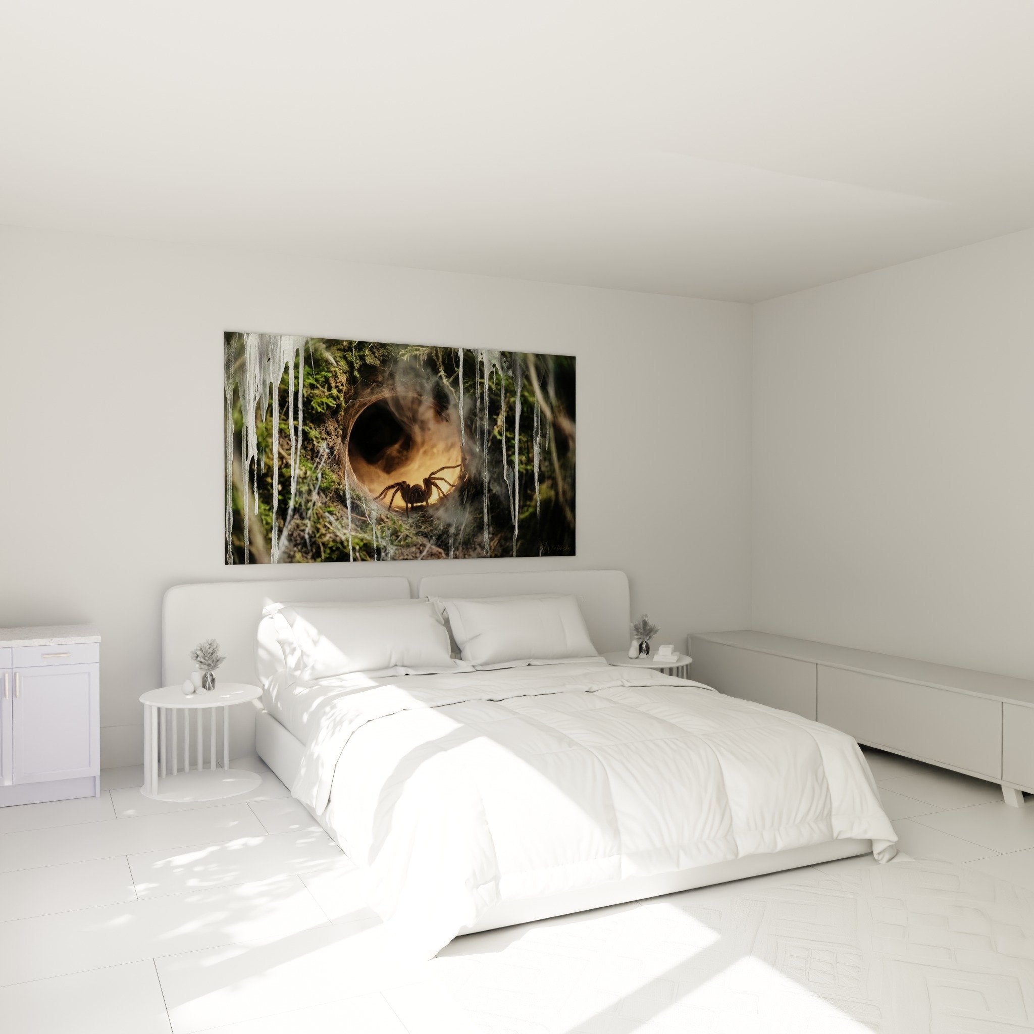 Spinnennetz mysteriöse Stalaktiten Wanddekoration Schlafzimmer dunkle elegante Atmosphäre