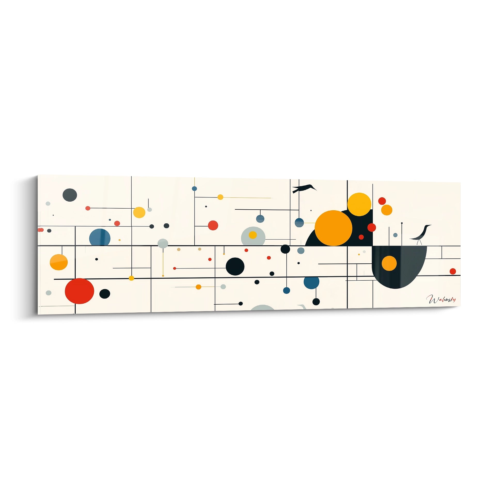 Tableau géométrique abstrait de Walensky avec des formes colorées et des lignes modernes