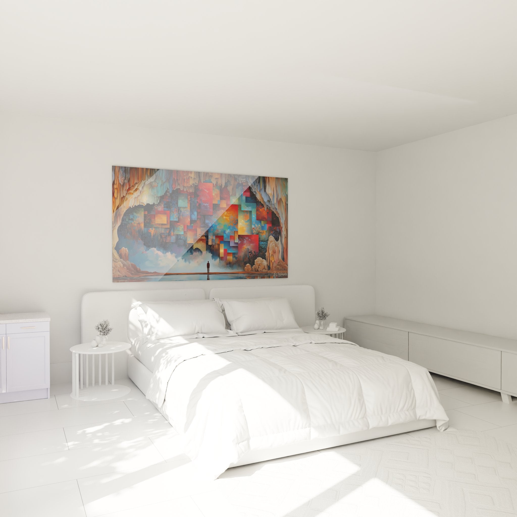 Décoration chambre tableau caverne digitale aux couleurs vives ambiance moderne