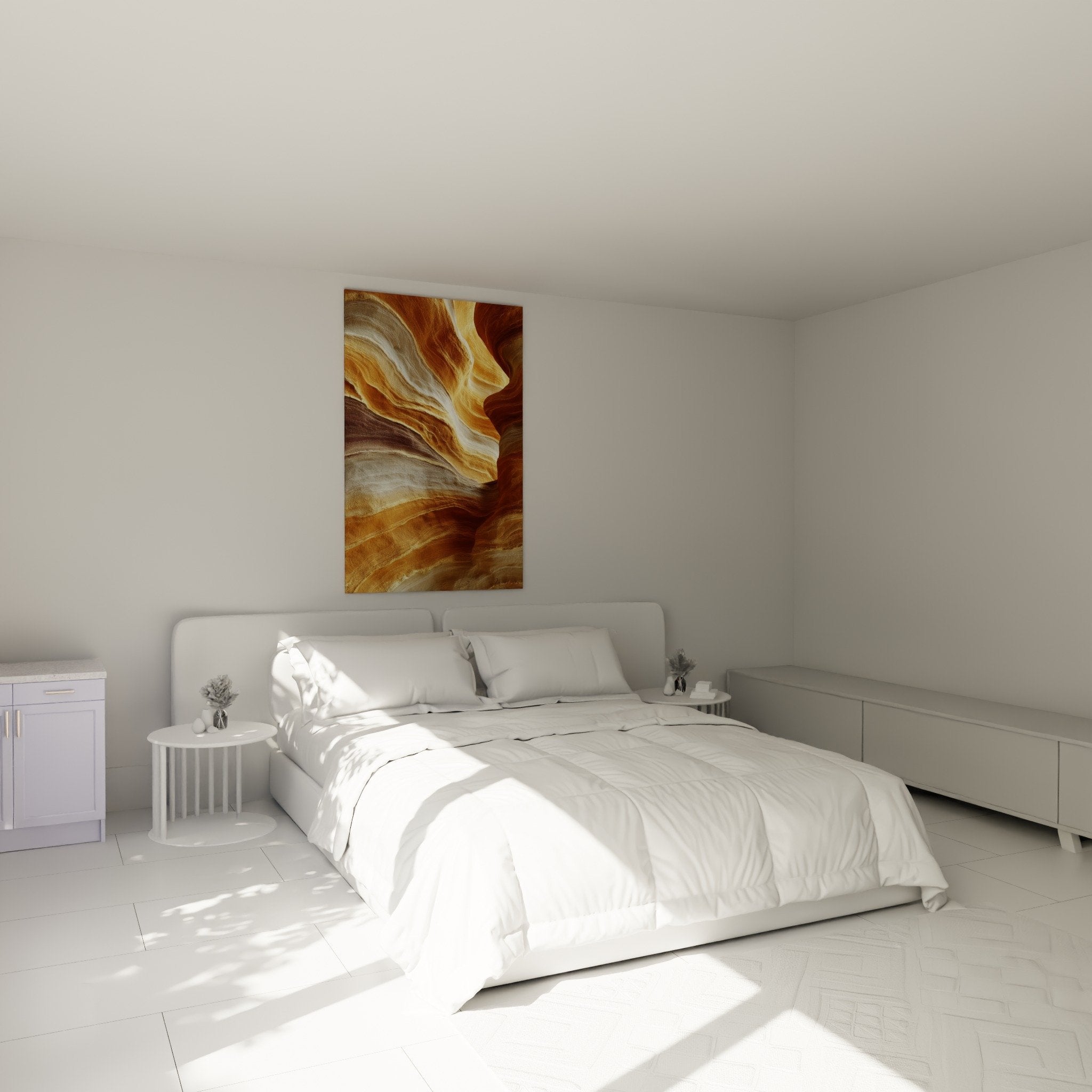 tableau formations geologiques dorees decoration chambre ambiance apaisante tons chauds feng shui centre terre