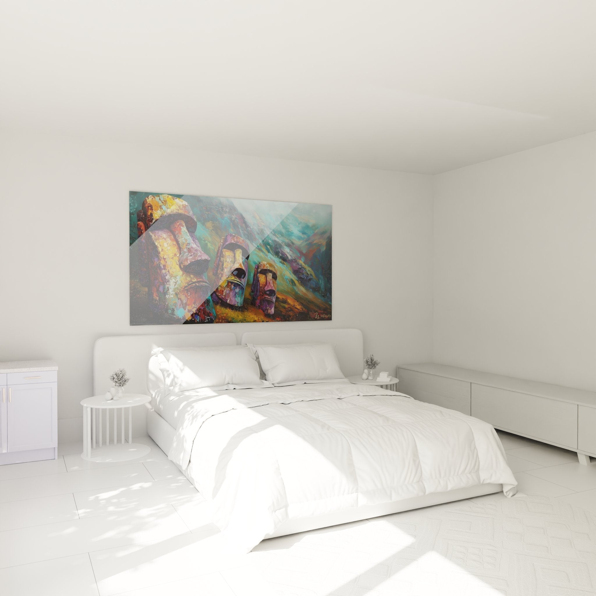 Décoration chambre Moaï Rapa Nui - Ambiance art polynésien pour intérieur moderne