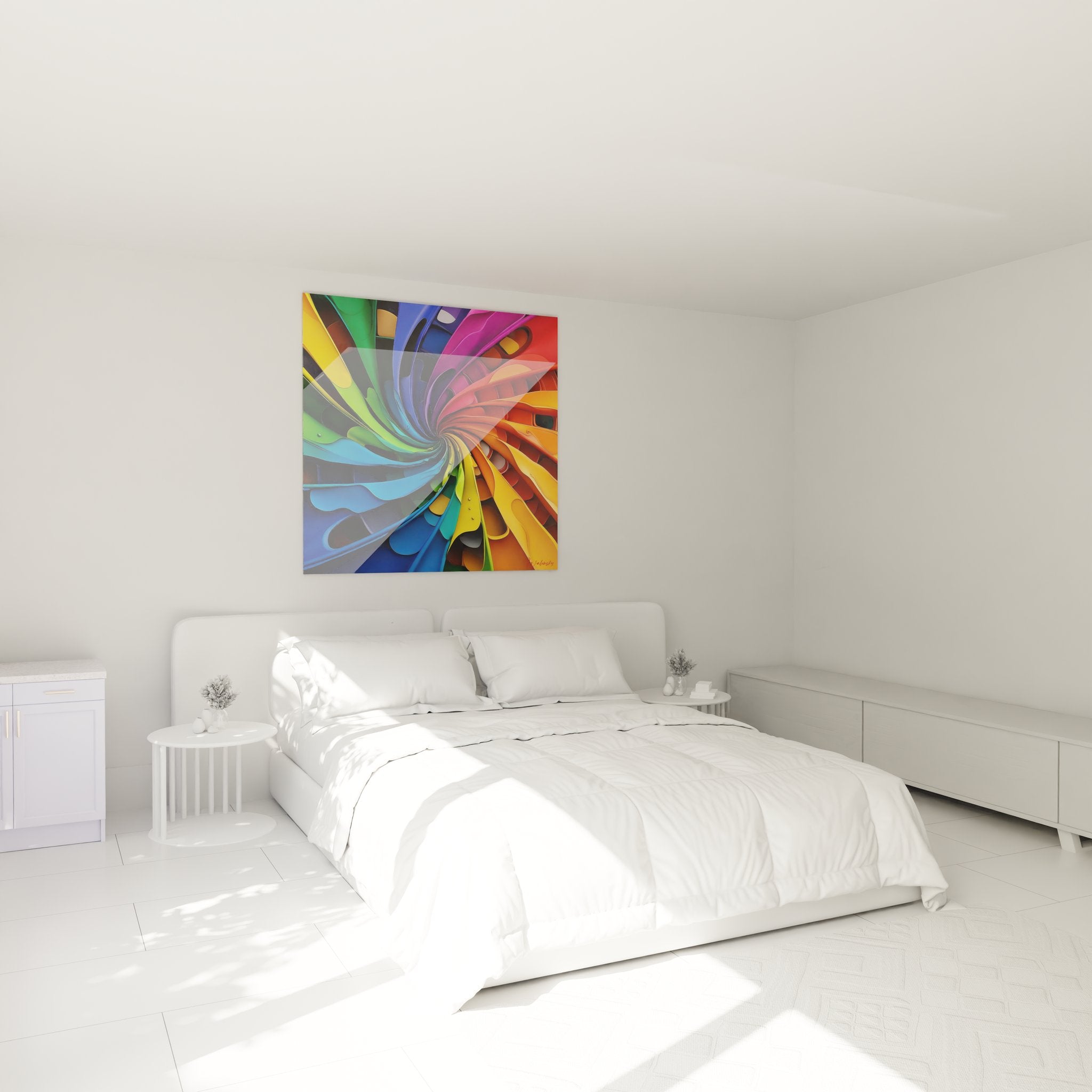 Décoration chambre tableau spirale colorée ambiance moderne art abstrait mural design