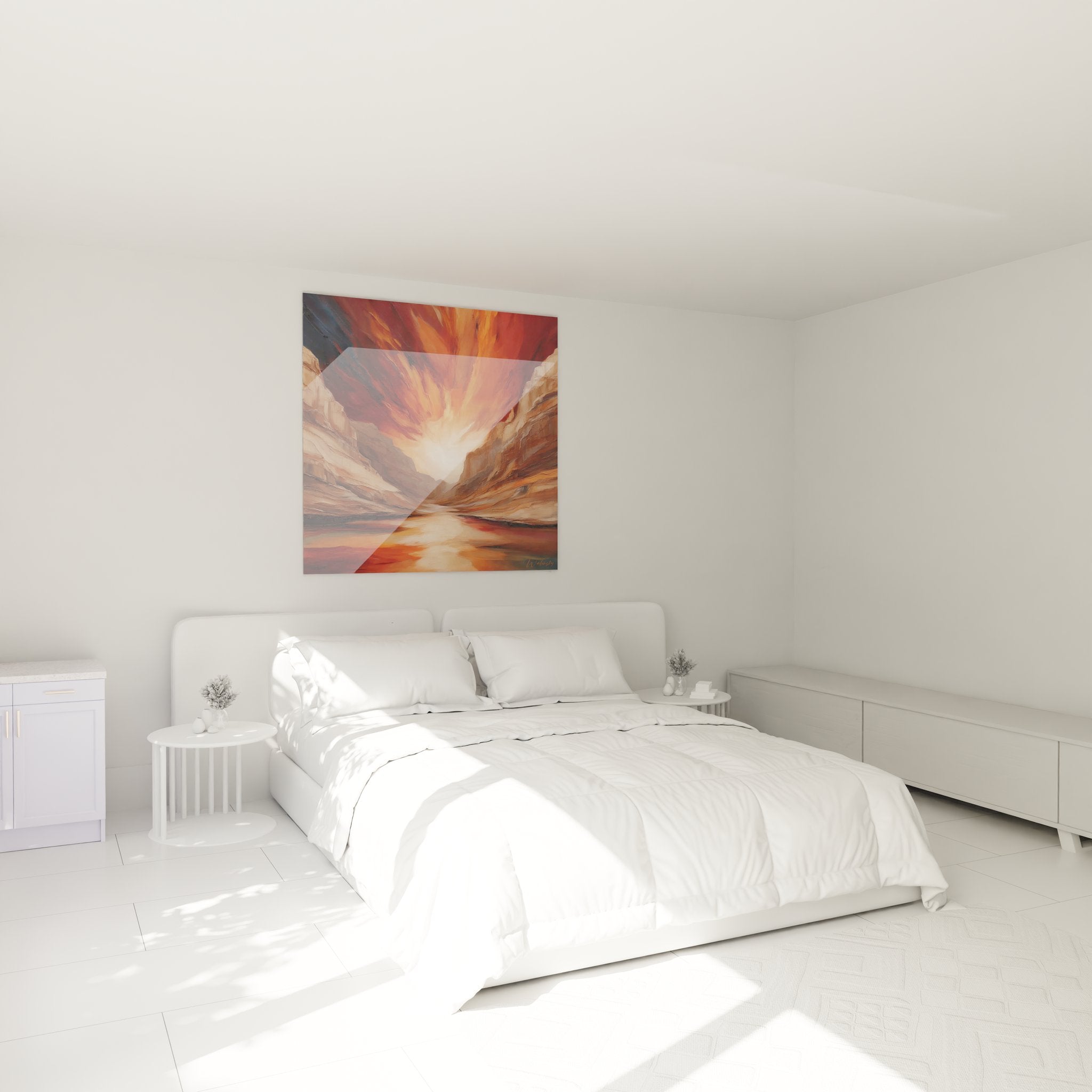 Décoration chambre tableau canyon désert ambiance chaleureuse coucher soleil art mural moderne