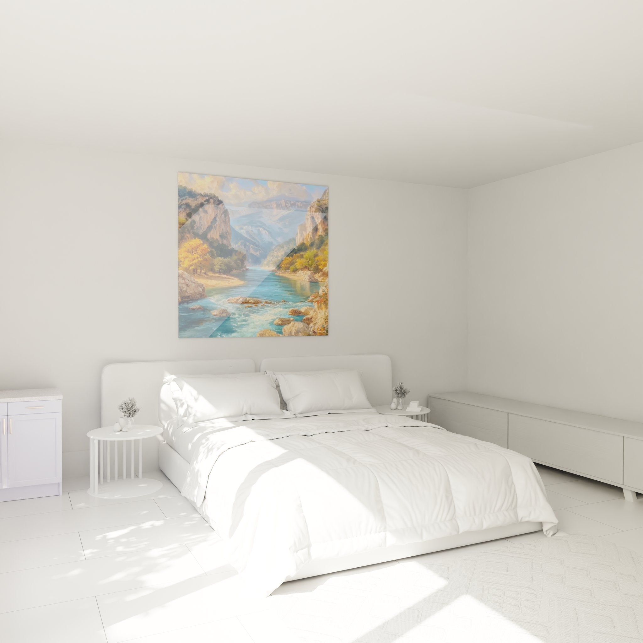 Décoration chambre tableau canyon rivière turquoise entre falaises montagne ambiance nature