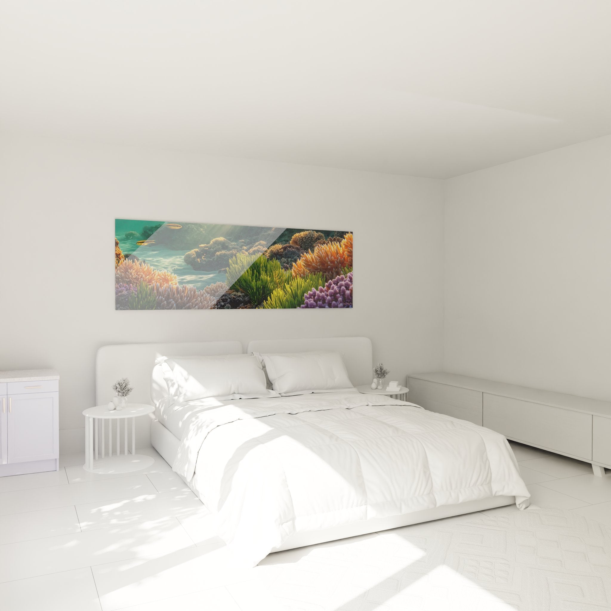 Décoration chambre tableau coraux tropicaux multicolores ambiance marine apaisante