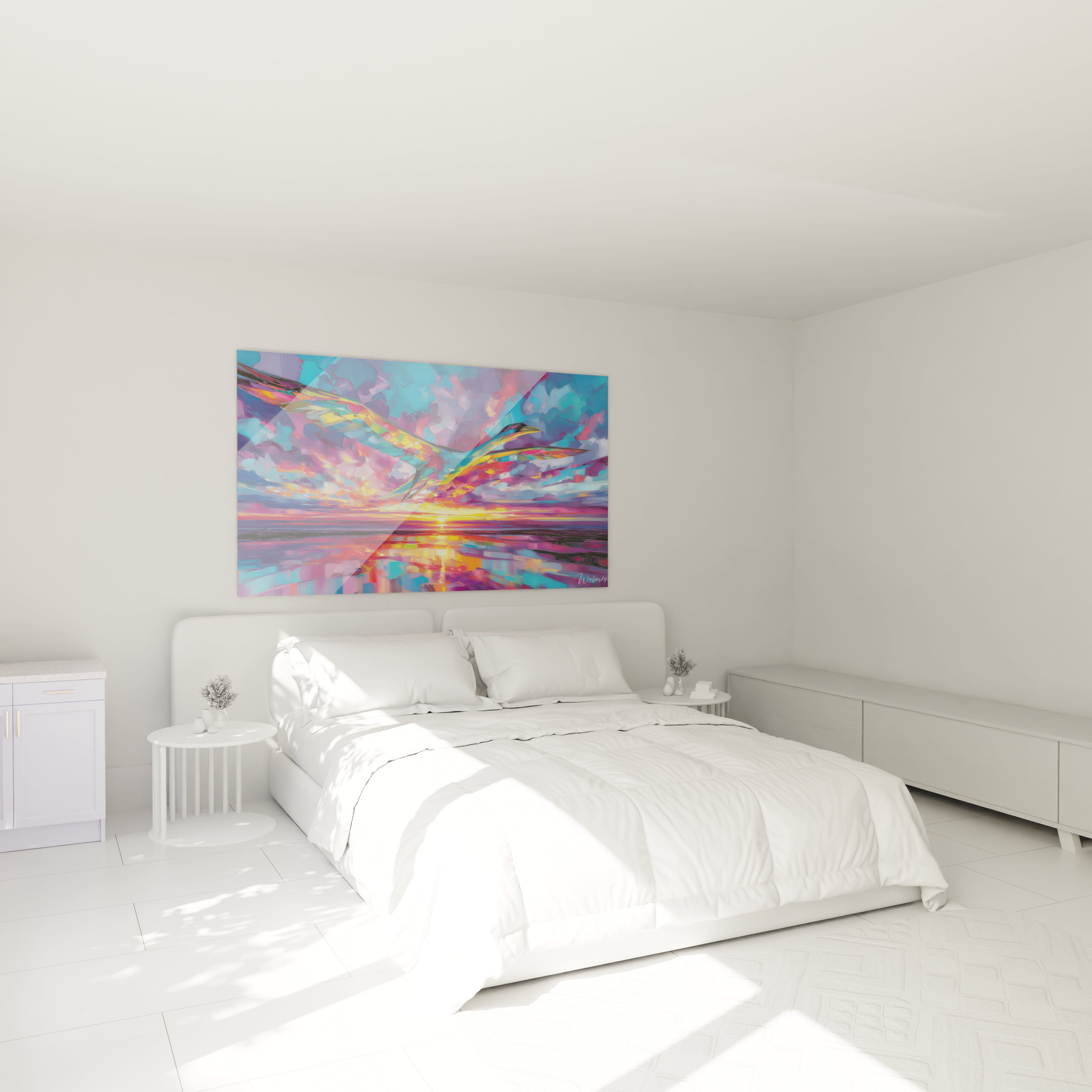 Décoration chambre avec tableau oiseau coloré - ambiance moderne art mural oiseau
