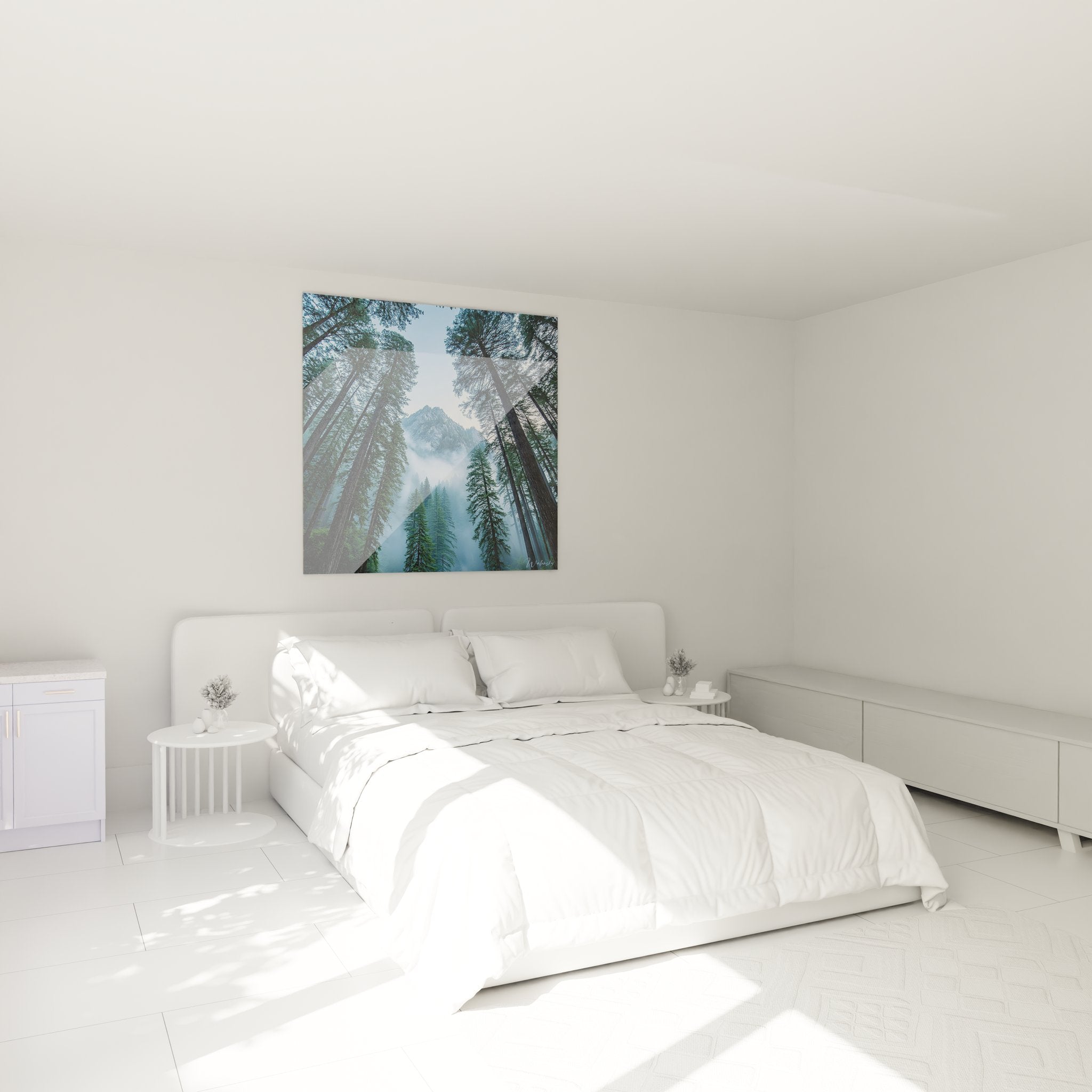 Décoration chambre tableau séquoias géants montagne, ambiance nature apaisante