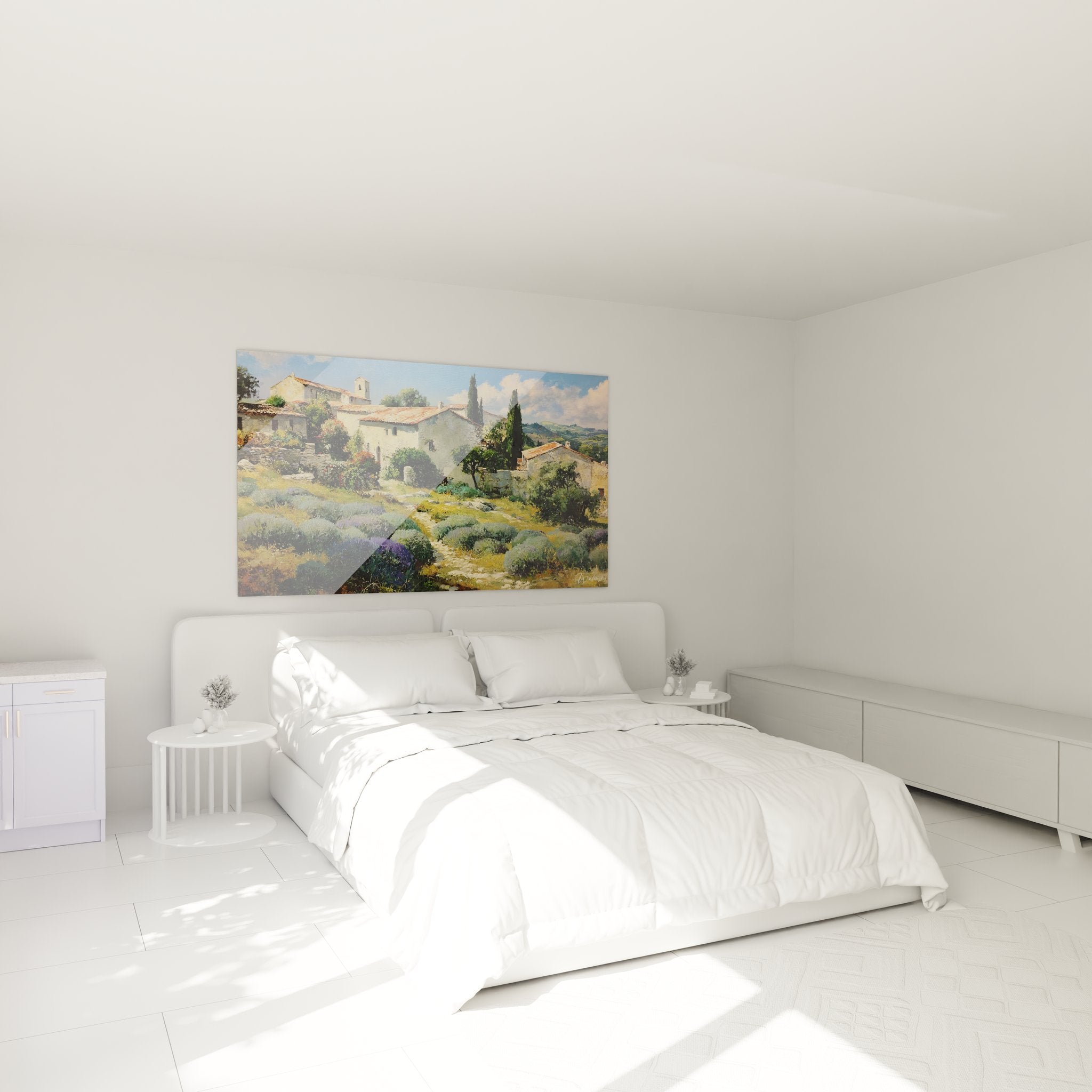Décoration chambre avec tableau village provençal authentique ambiance campagne méditerranéenne