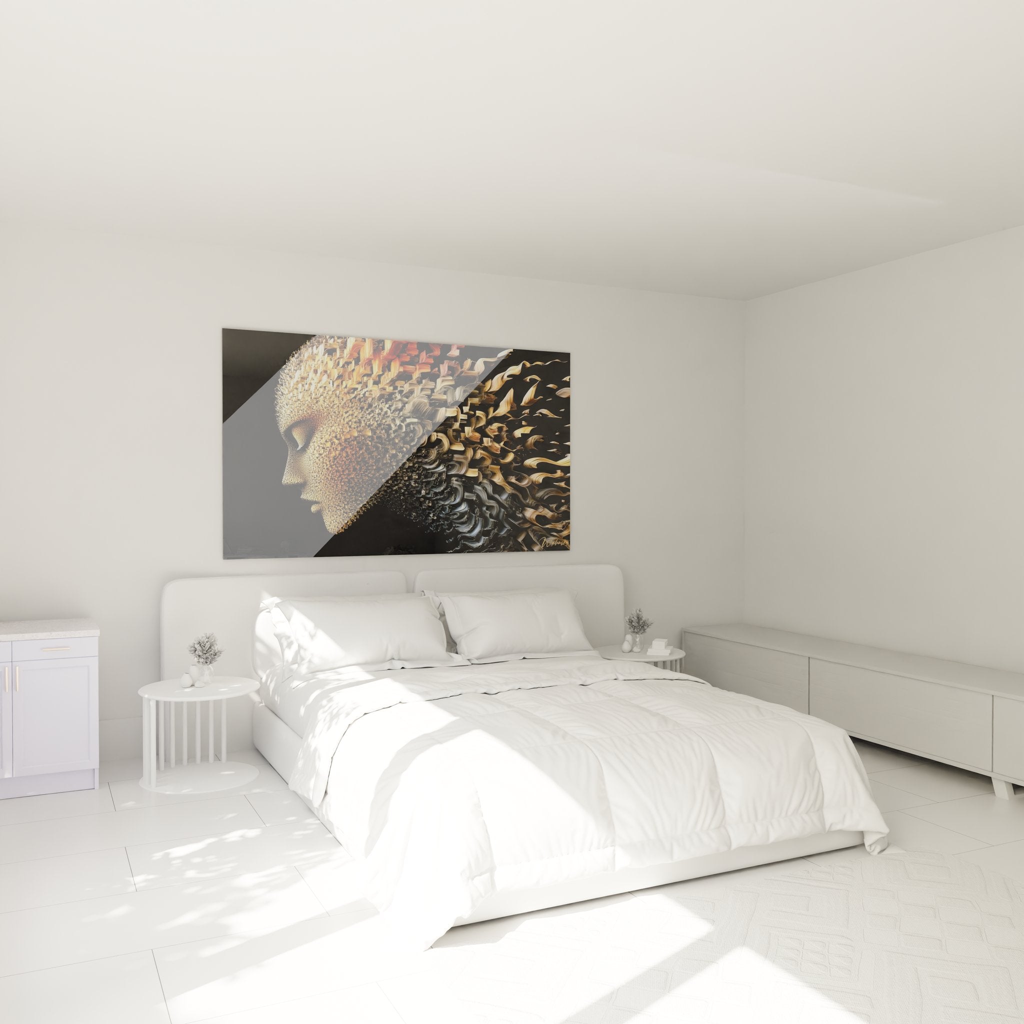 Décoration chambre tableau visage pixélisé abstrait ambiance moderne design