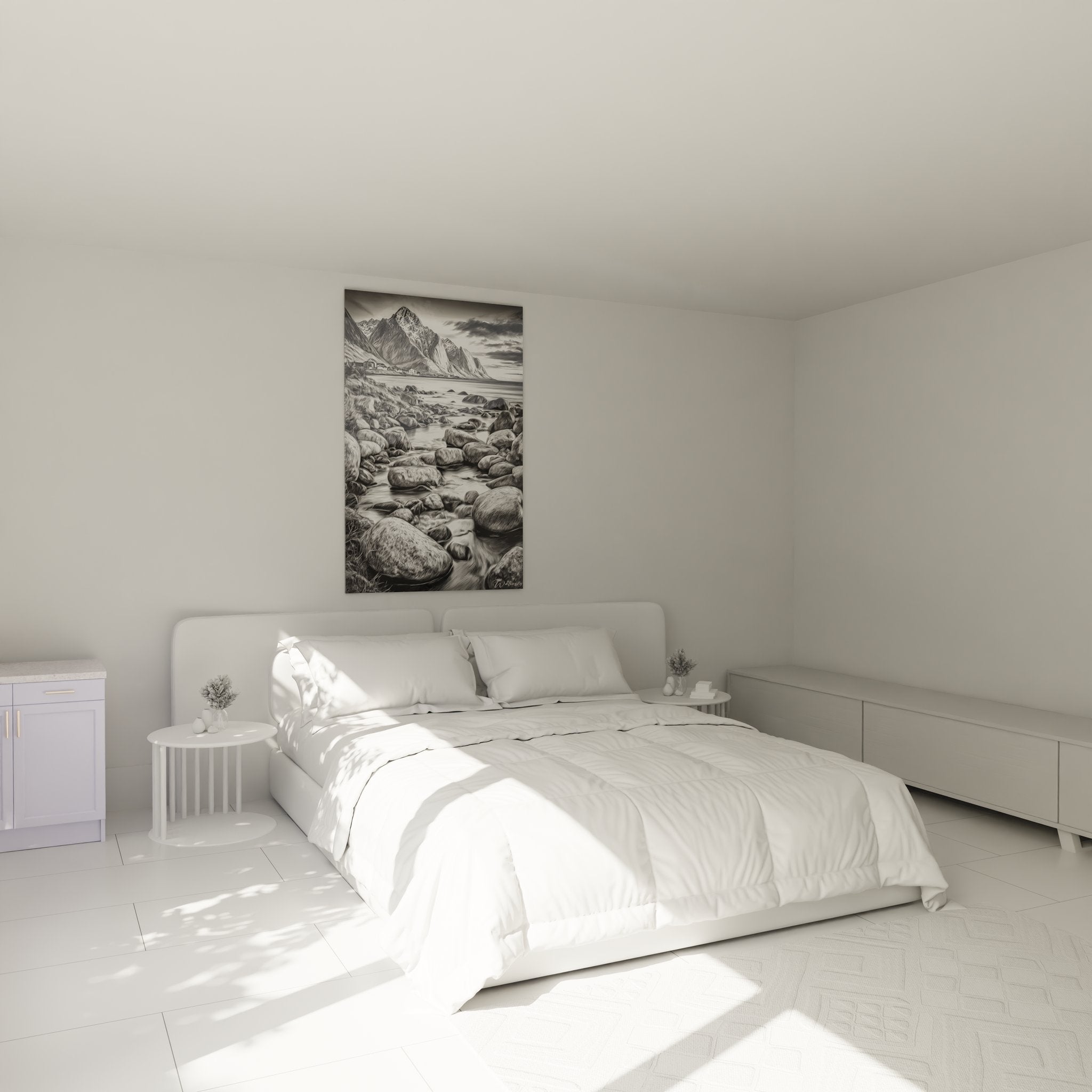 Décoration murale chambre tableau fjord Norvège ambiance nordique zen et apaisante