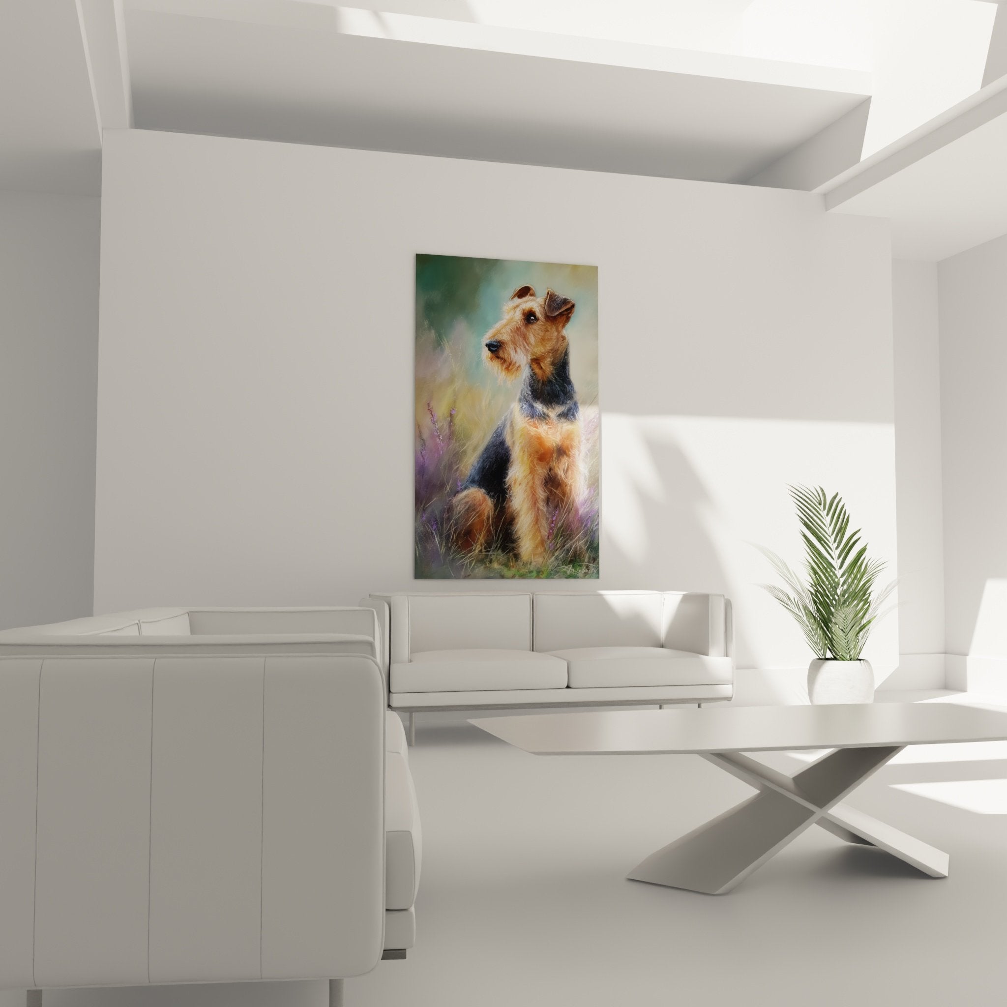 detail pelage tricolore airedale terrier regard noble expression intelligente