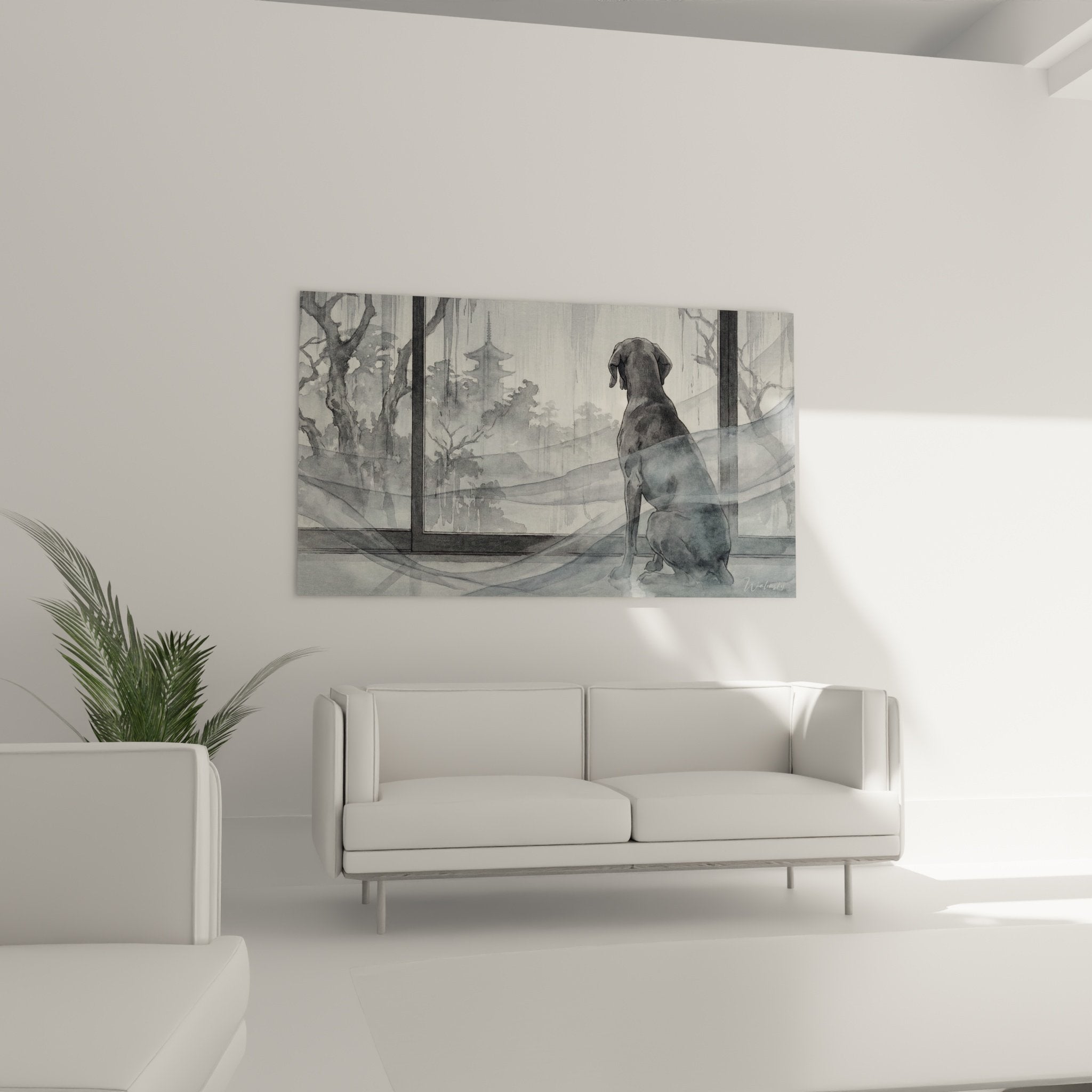 Dettaglio acquerello Braque di Weimar profilo grigio sfumature tecnica pittorica colature trasparenze artistiche