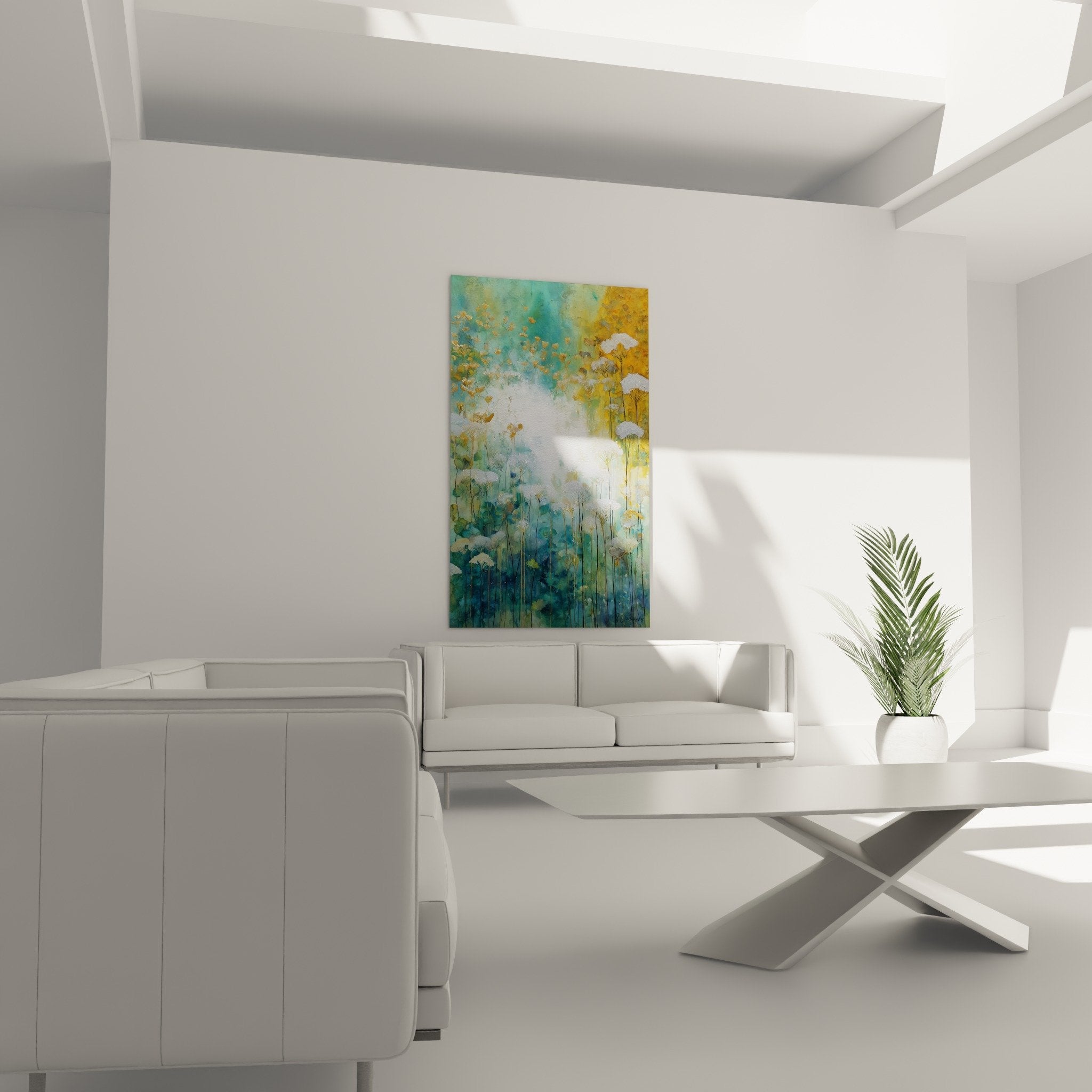 Détail aquarelle graminées ombelles blanches effet brume colorée technique artistique naturelle