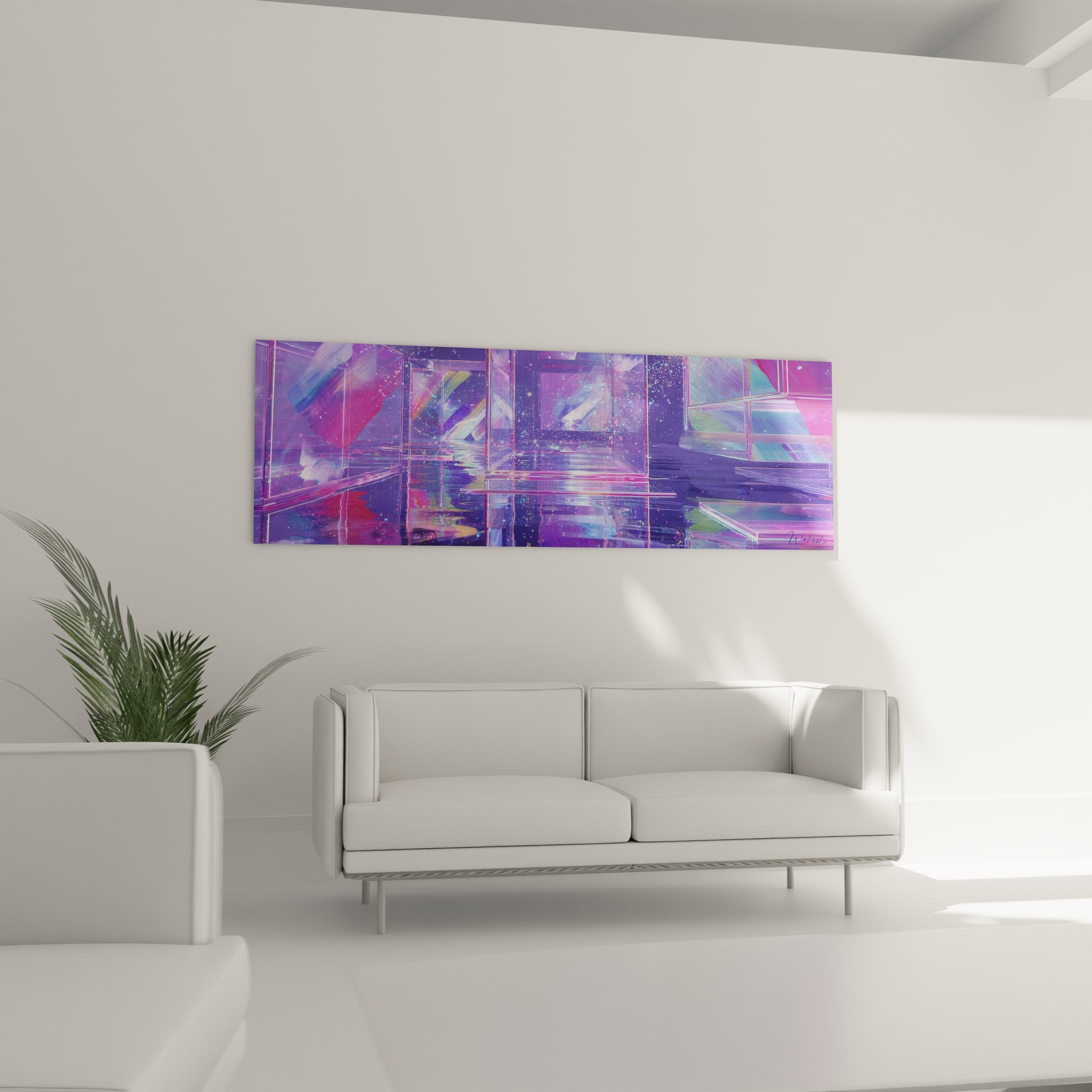 Gros plan détails architecture holographique reflets violets cosmos digital futurisme abstrait texture