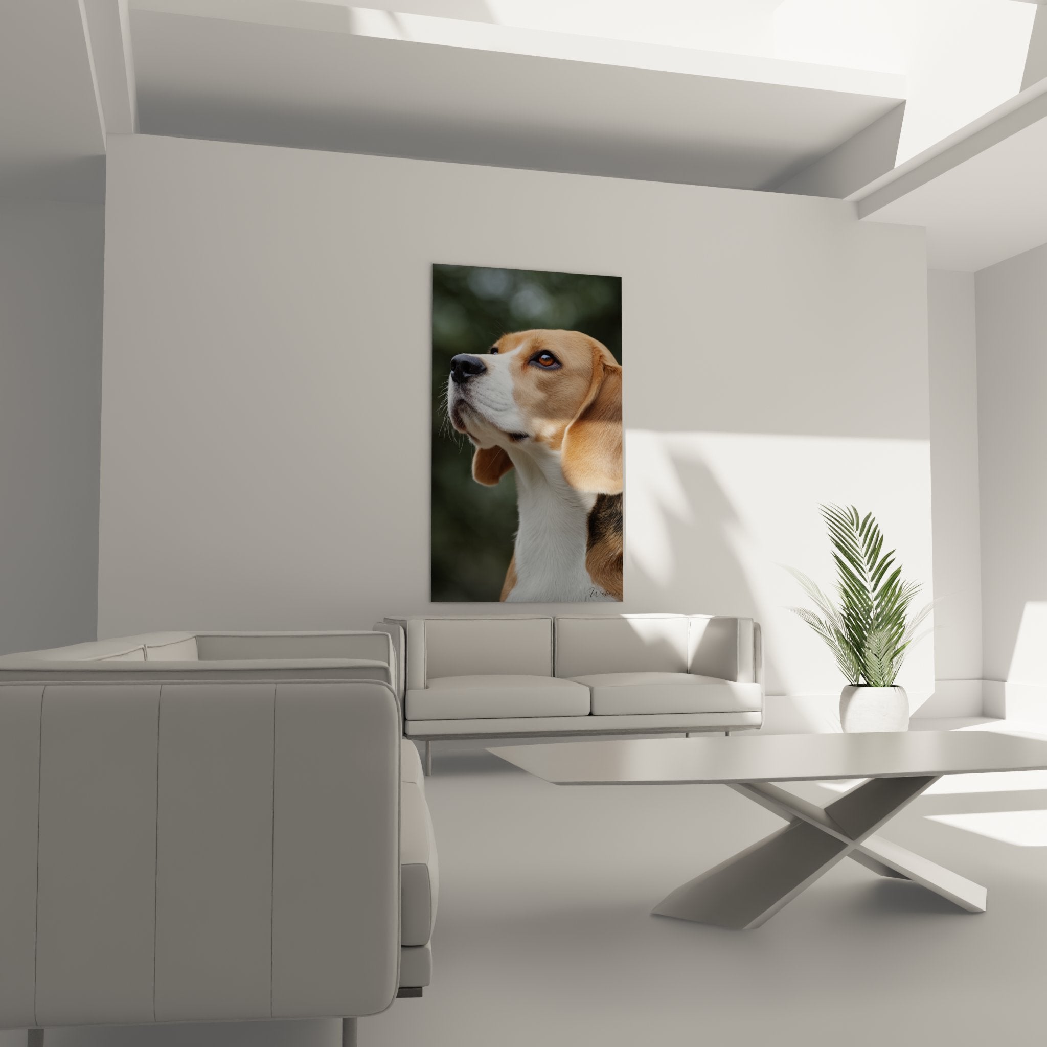 Detail portrait beagle yeux expressifs pelage fauve texture realiste museau blanc truffe noire