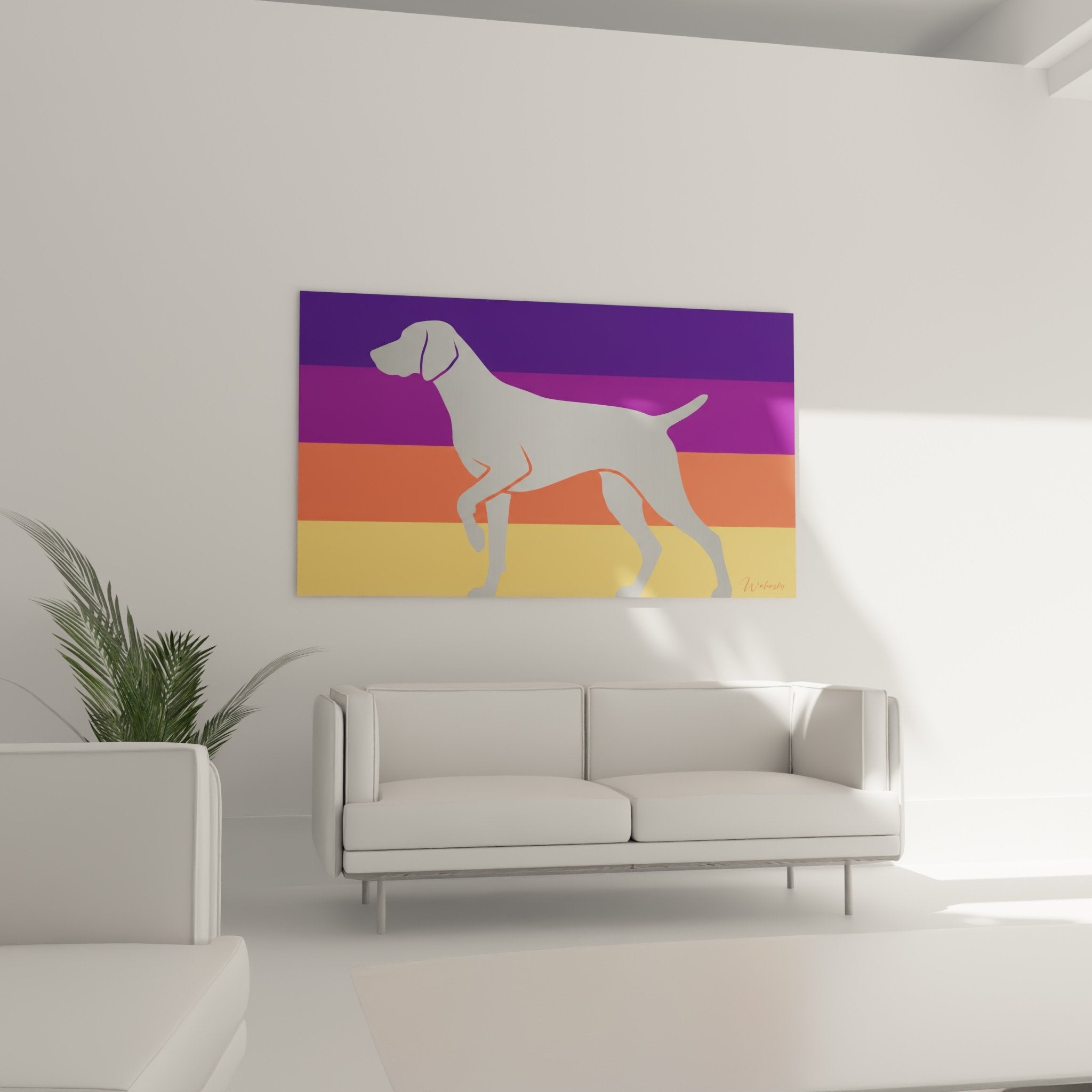 Braque-Gemälde aus Weimar Detailansicht grau Silhouette Kontrast farbiger Hintergrund violett orange gelb zeitgenössische Kunst
