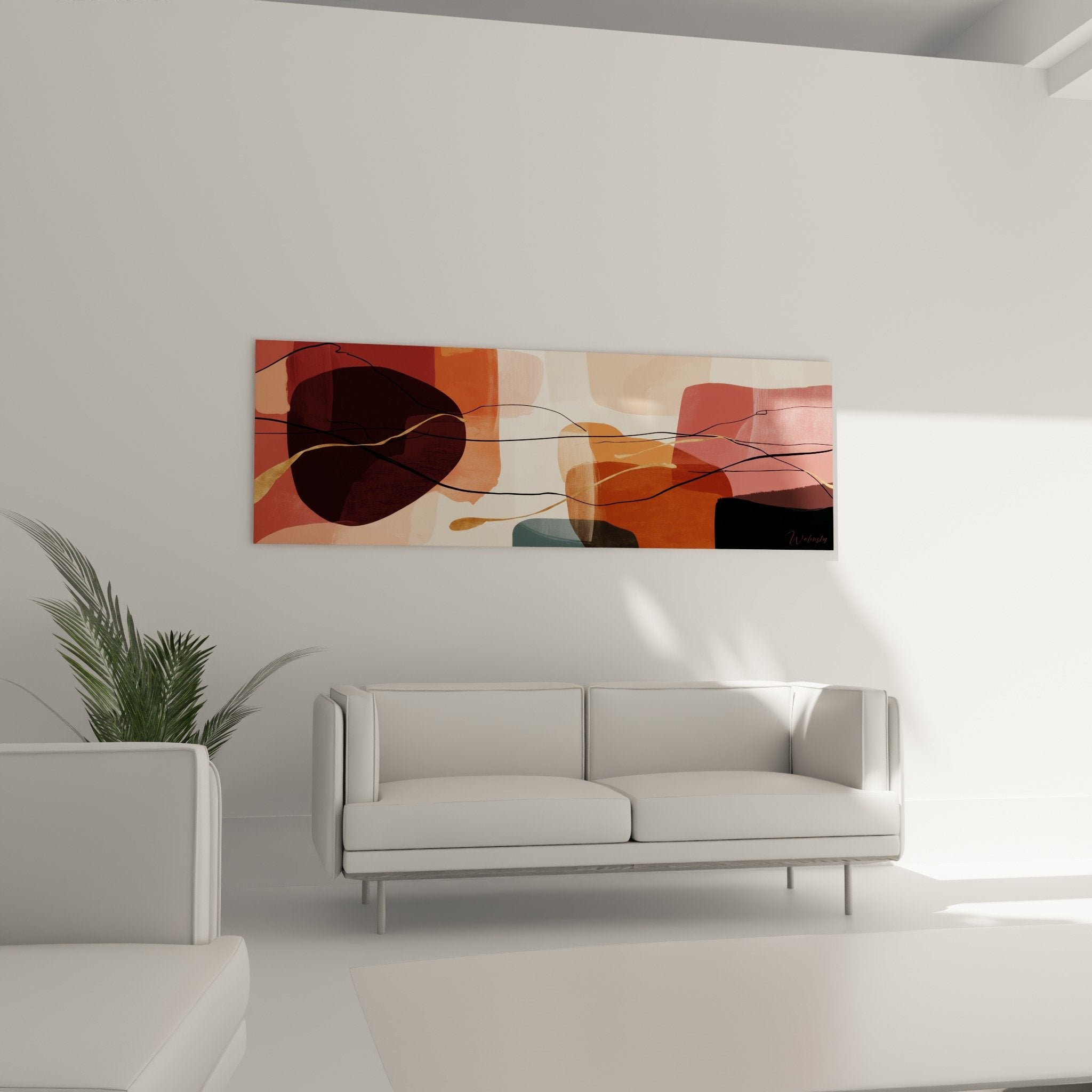 Detail composition abstraite transparences bordeaux terracotta textures delicates lignes organiques