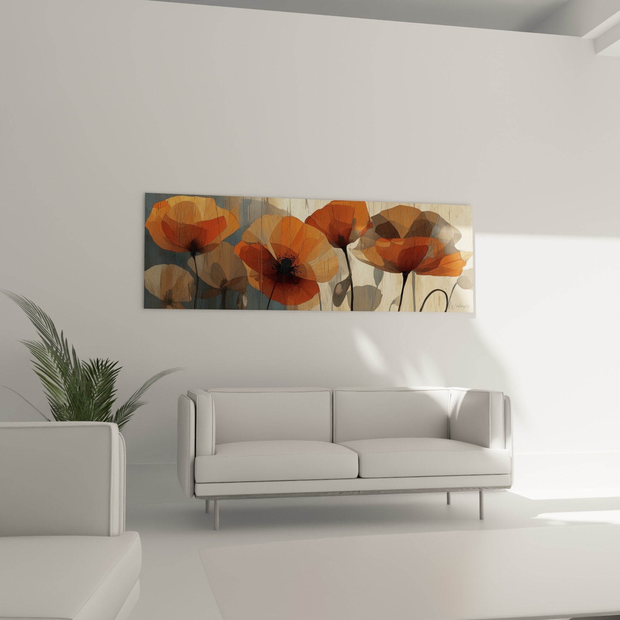 detail coquelicots translucides peinture corail orange superposition petales texture artistique