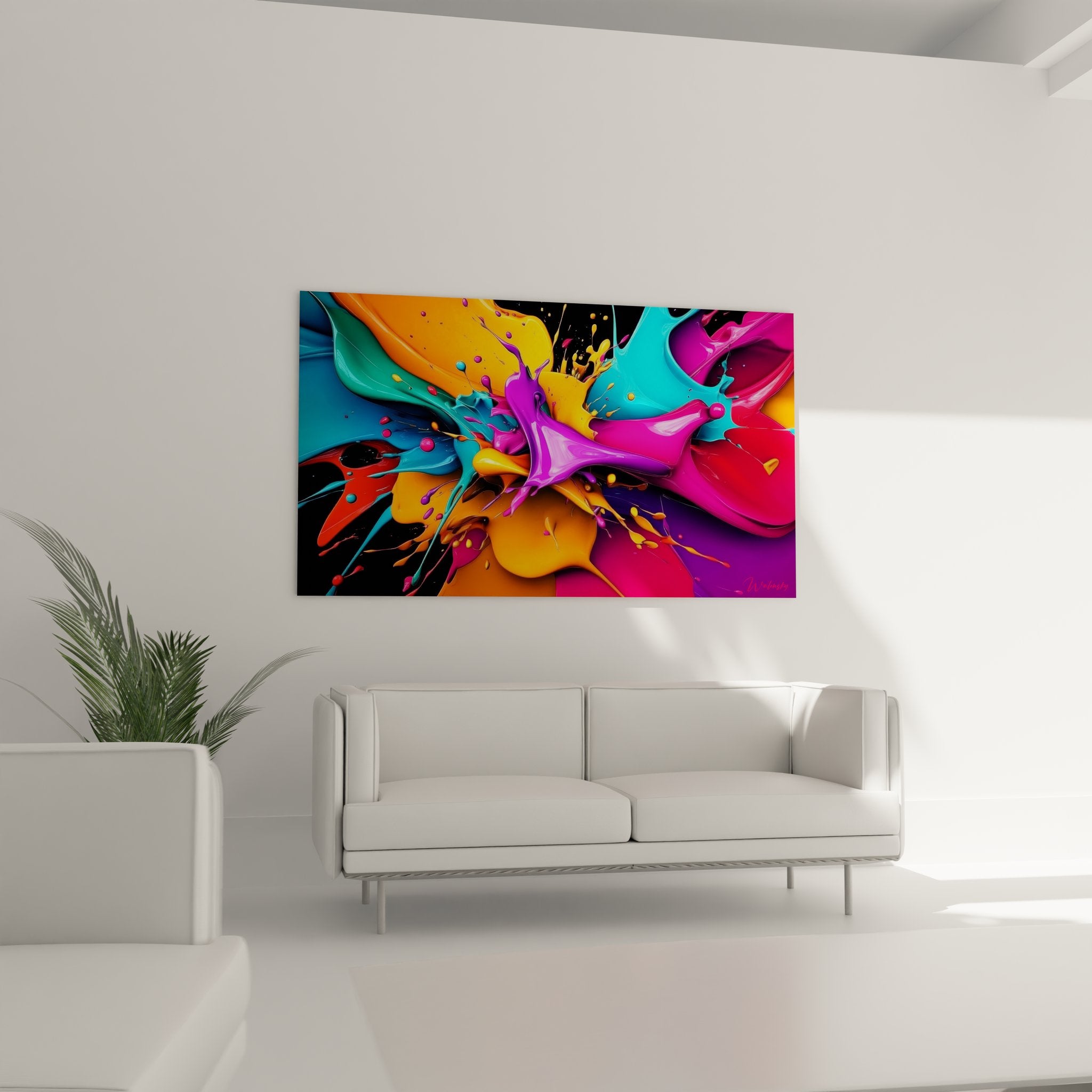 Détail gros plan éclaboussures peinture abstraite couleurs vibrantes fluides
