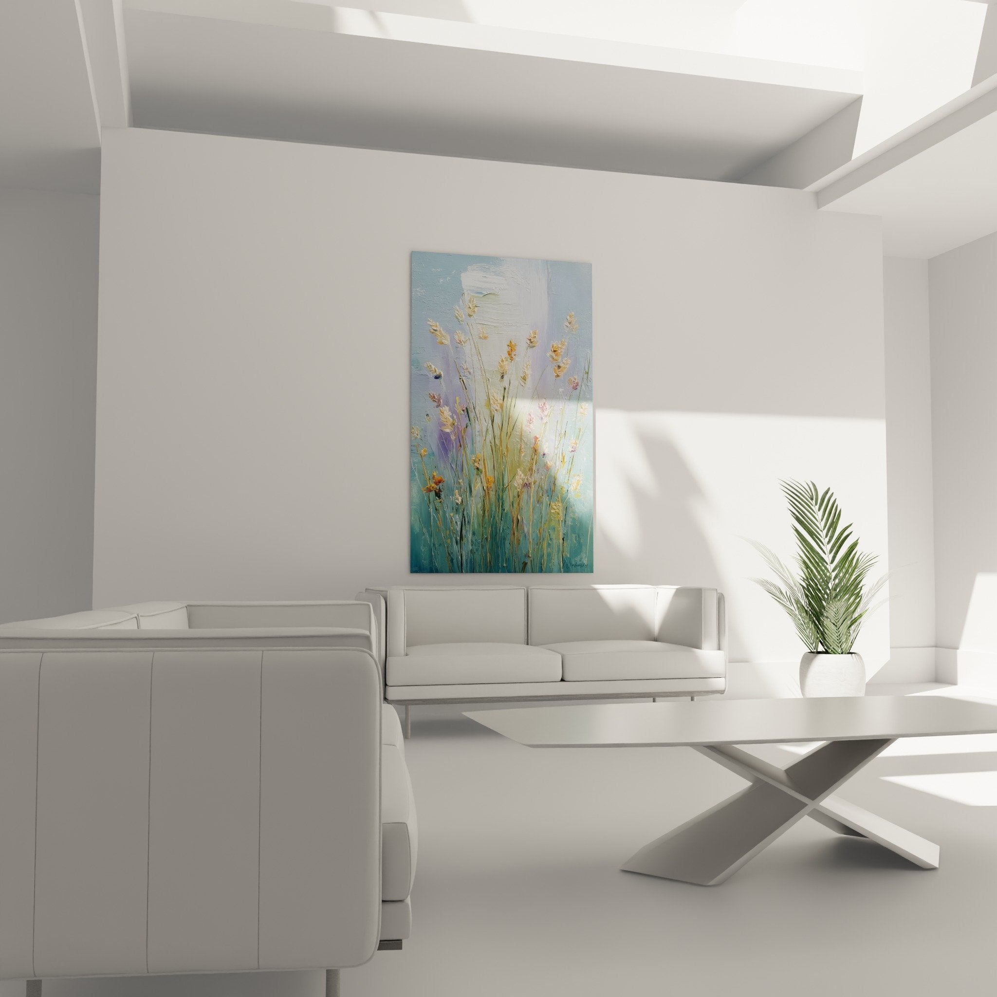 Détail technique épis dorés peinture à l'huile, empâtement visible graminées, touches violettes et cuivrées