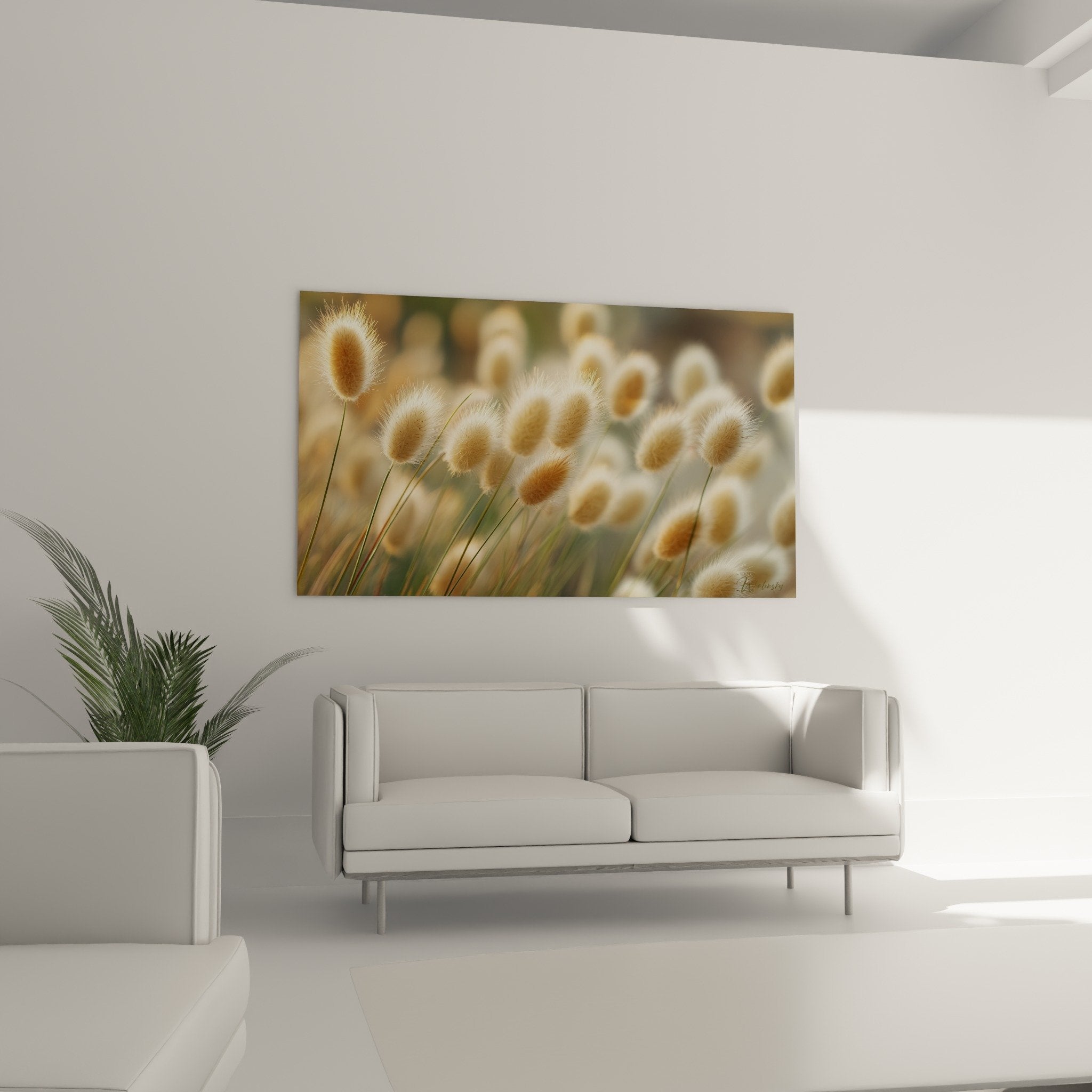 Close-up of golden grass spikes silky textures silver reflections green stems soft light