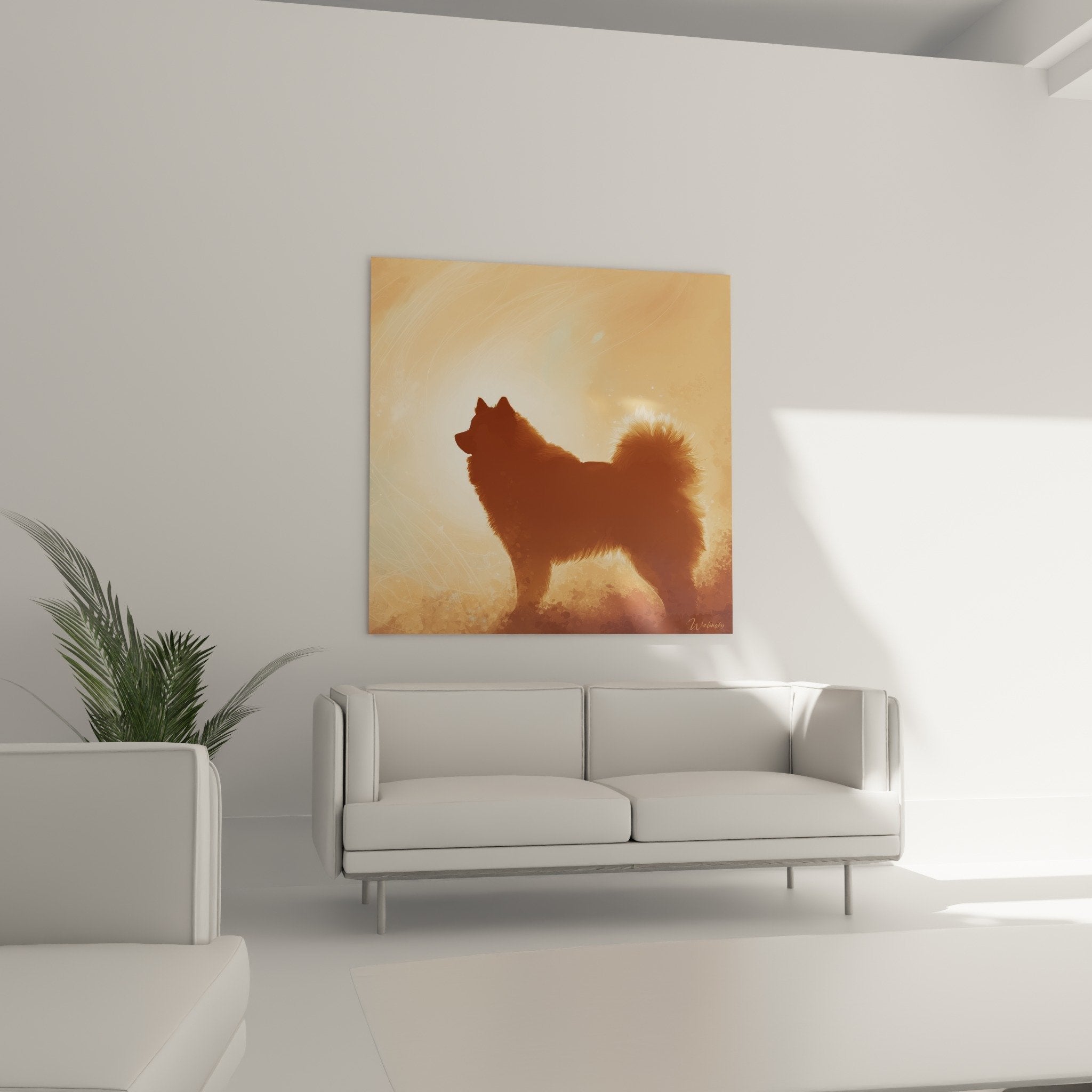 Detail tableau eurasier silhouette retroeclairage orange texture lumiere doree art photographique