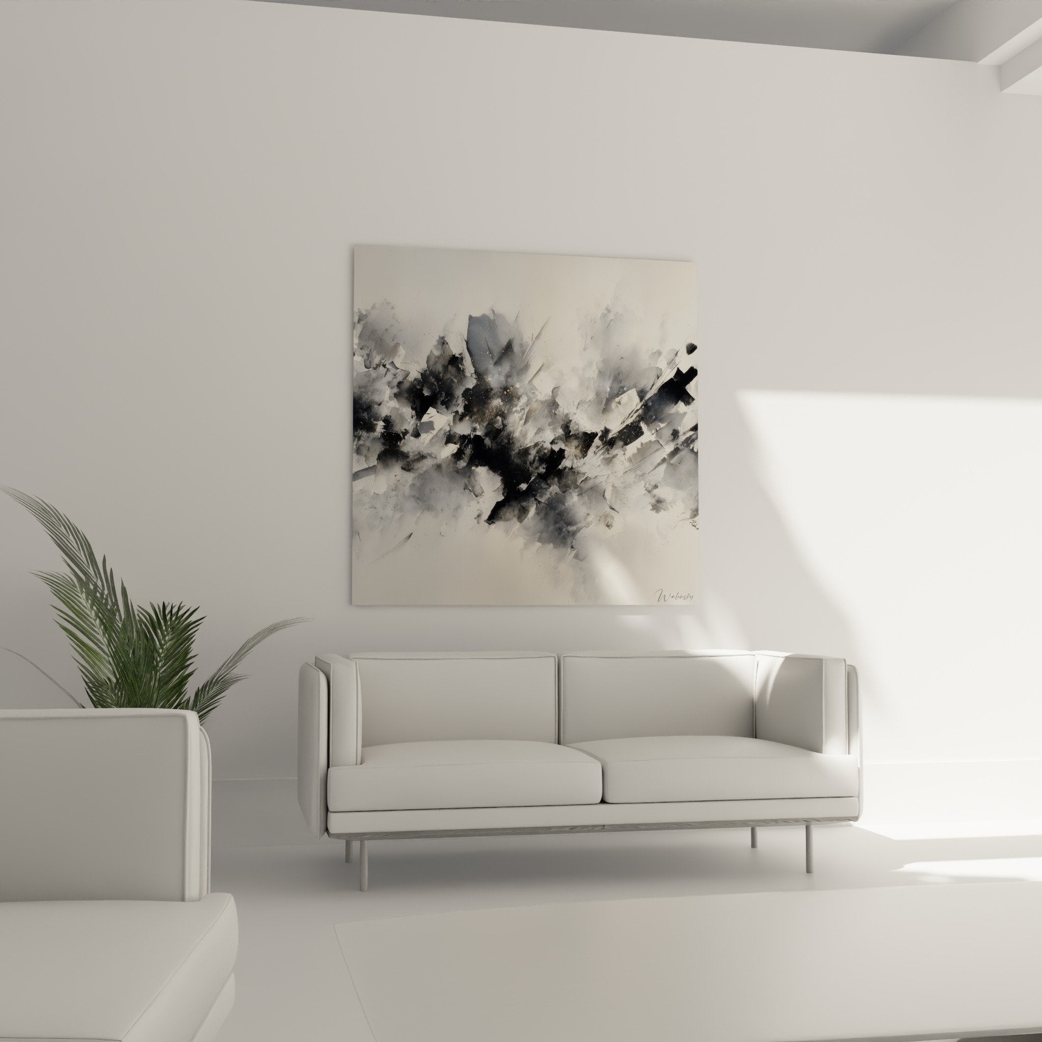 Abstract explosion detail grey black paint matter feng shui metal west