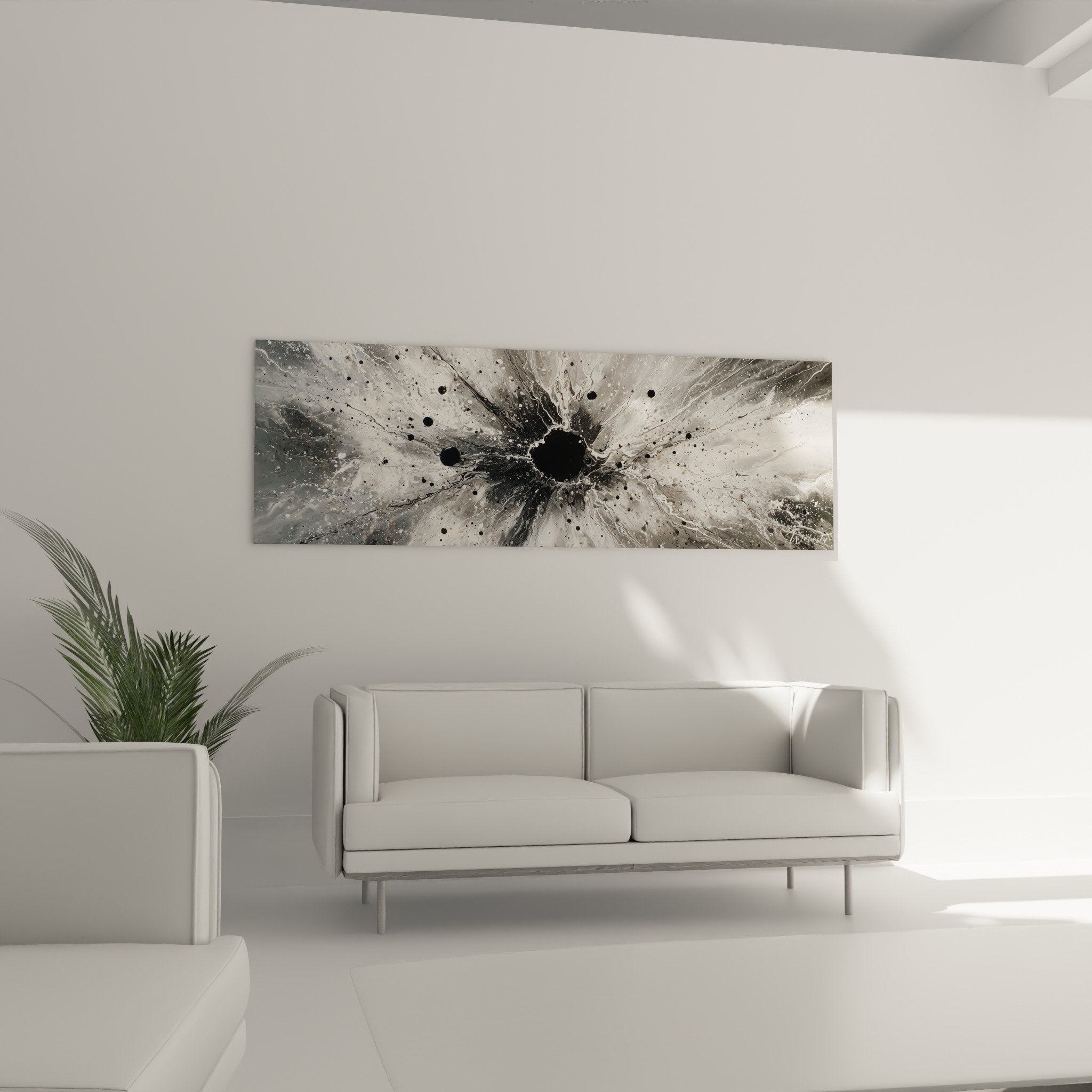 Abstract explosion detail black splatters white projection feng shui northwest metal texture