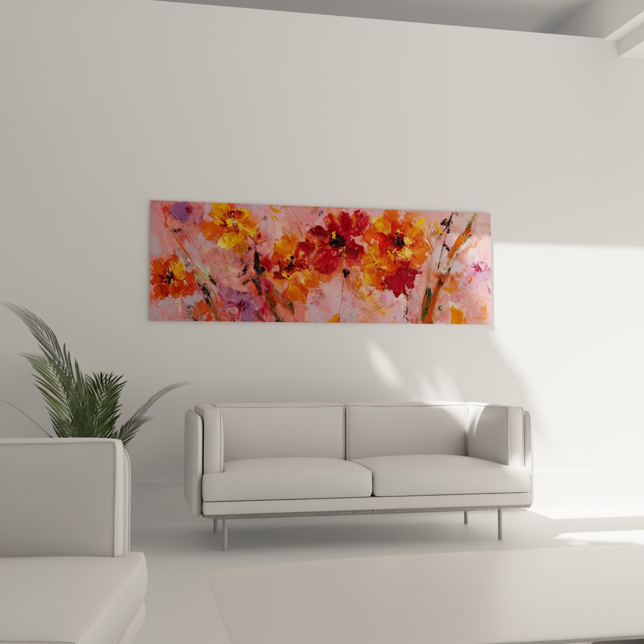 abstract flowers pink orange details expressionist painting feng shui