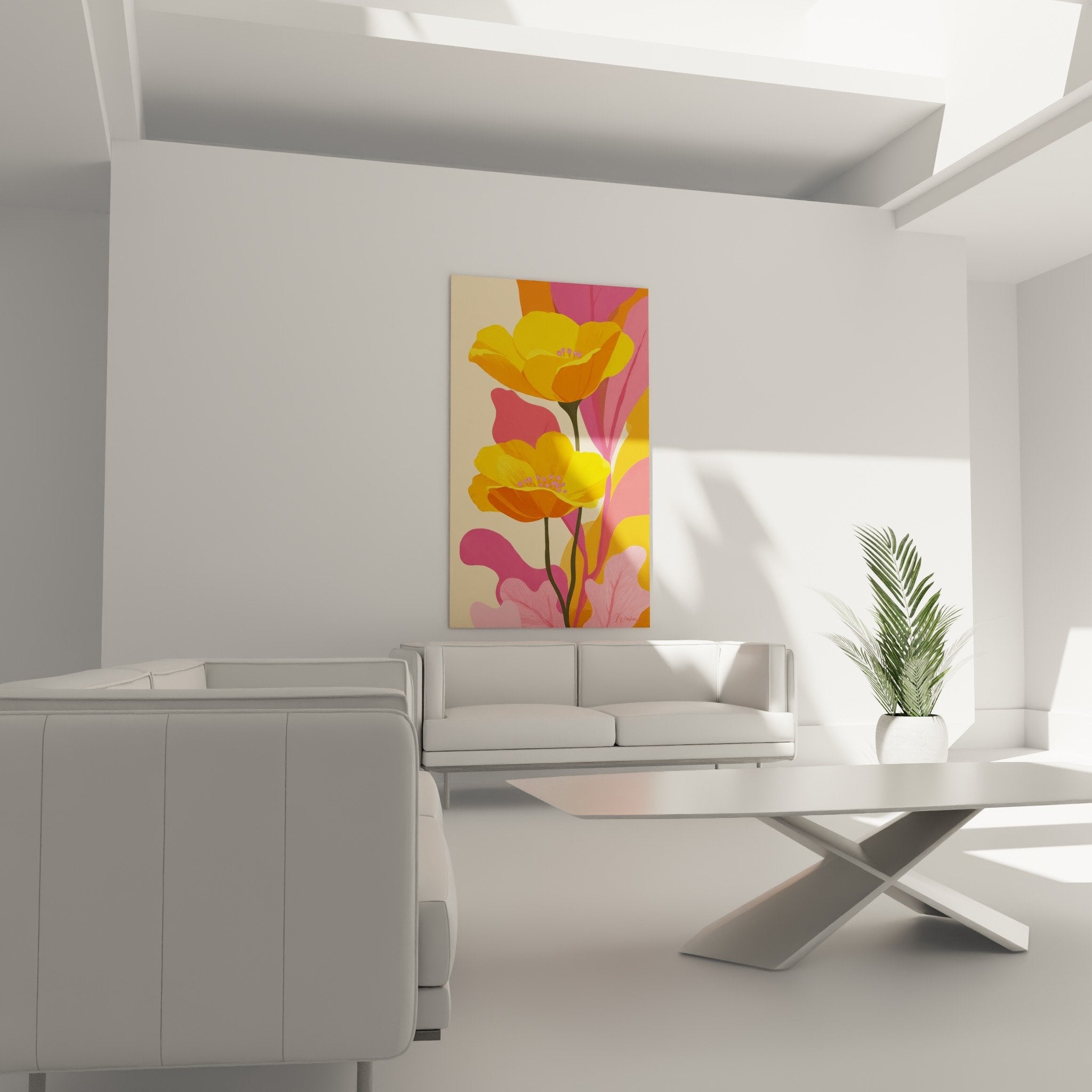 Detail stilisierte Blüten strukturierte Blütenblätter gelb orange Blumenkompositionen