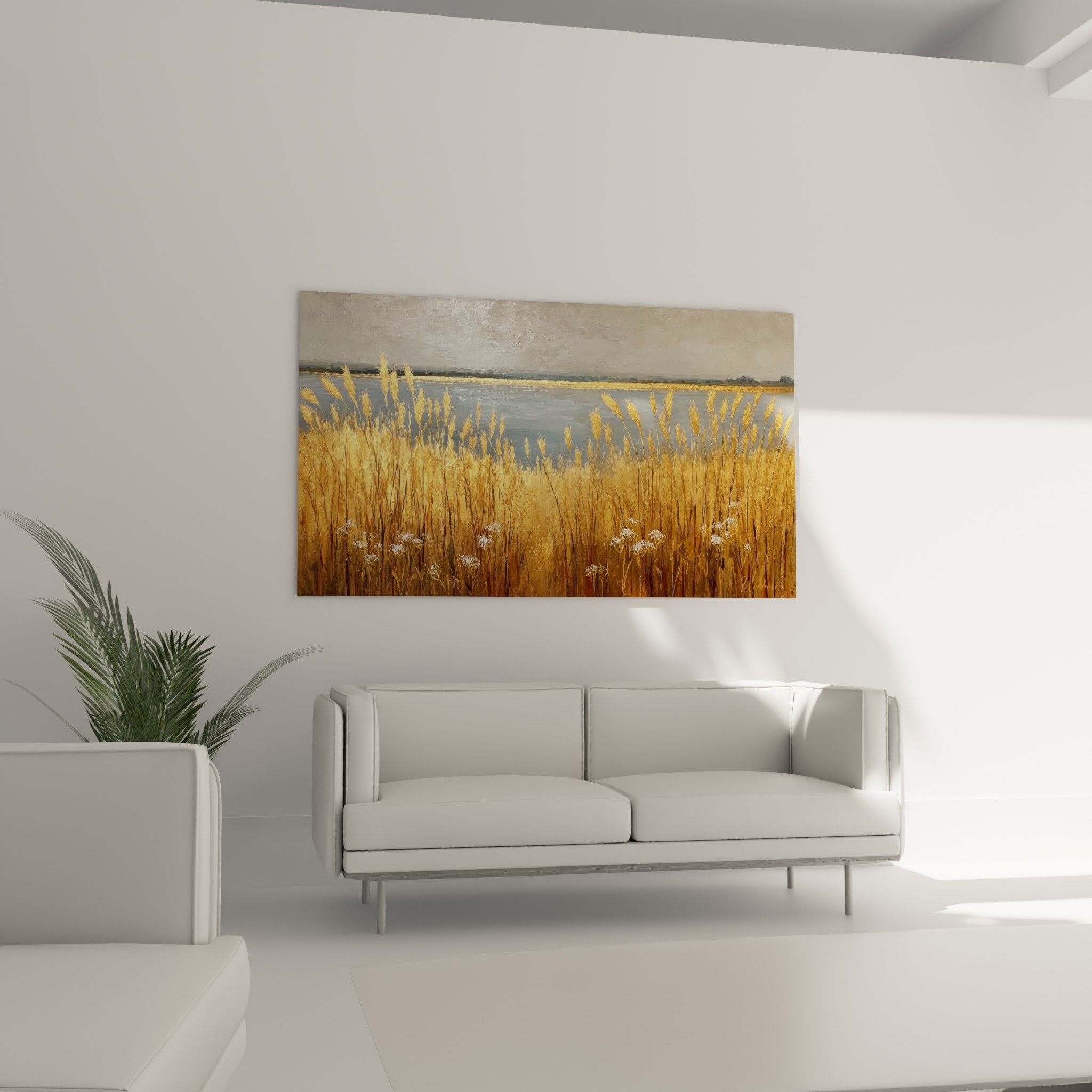 Detail grass painting golden ears white flowers vegetable texture natural landscape prairie