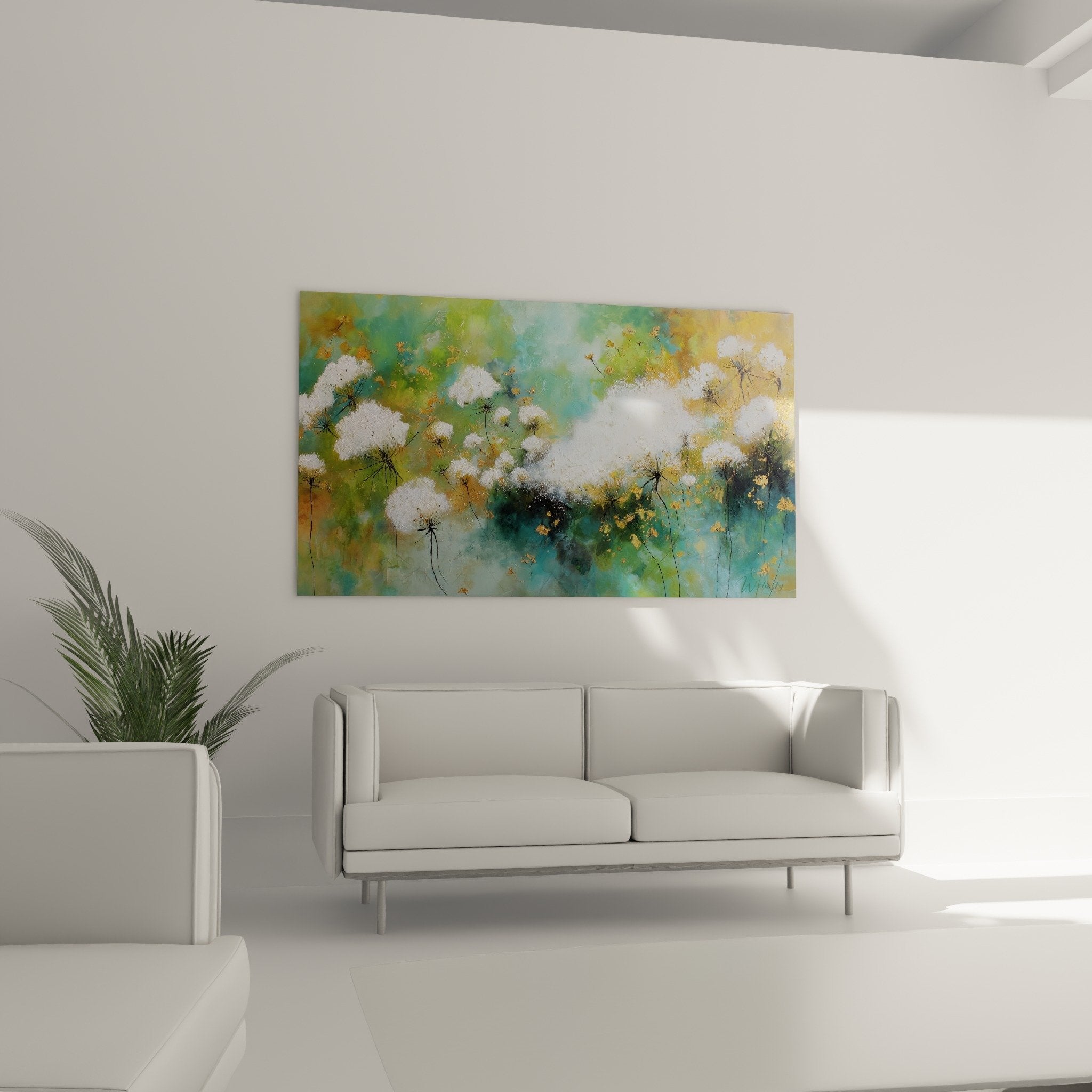 Détail graminées blanches vaporeuses sur fond coloré - Texture picturale floue impressionniste