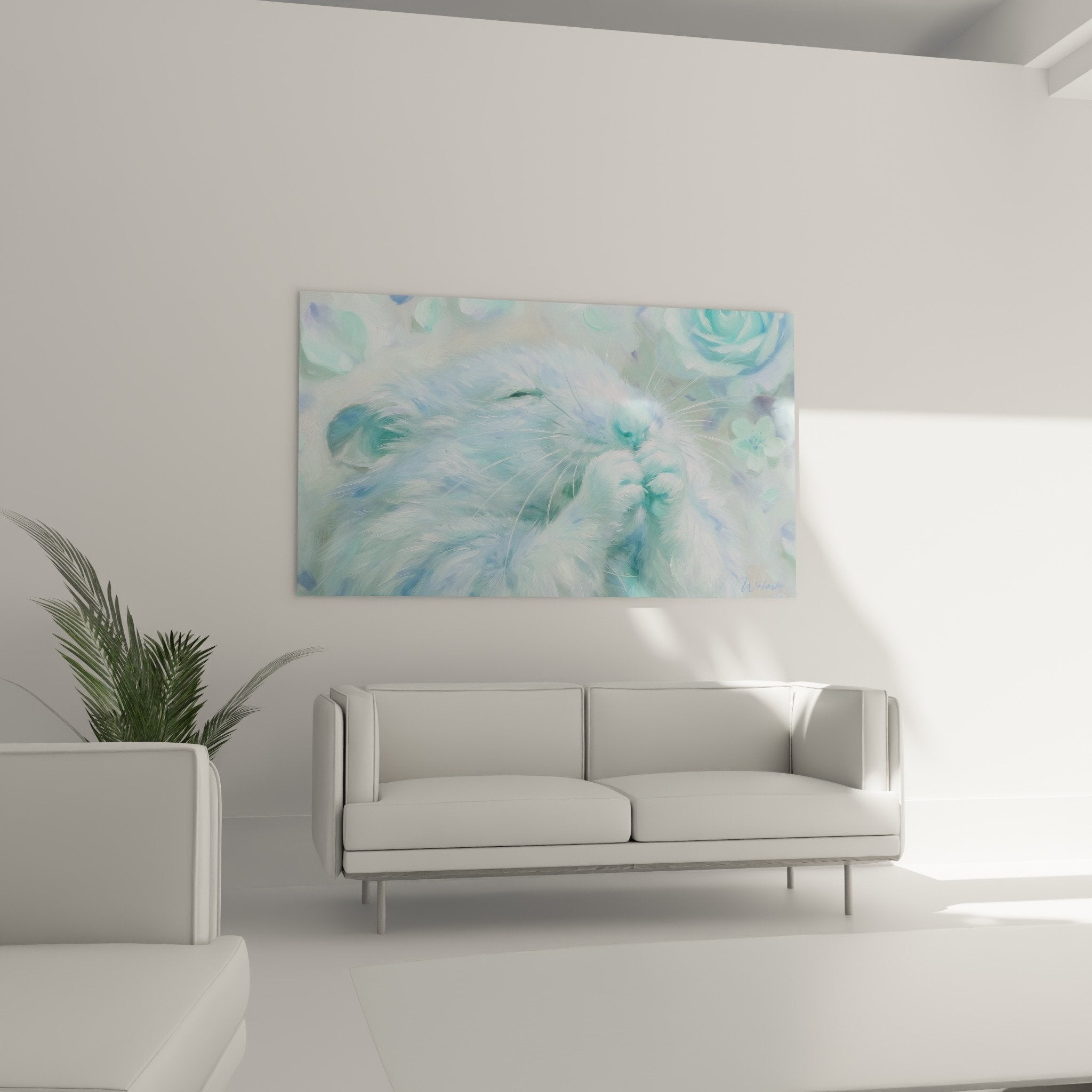 hamster detail pastel painting white whiskers soft fur pearlescent turquoise blue highlights close-up