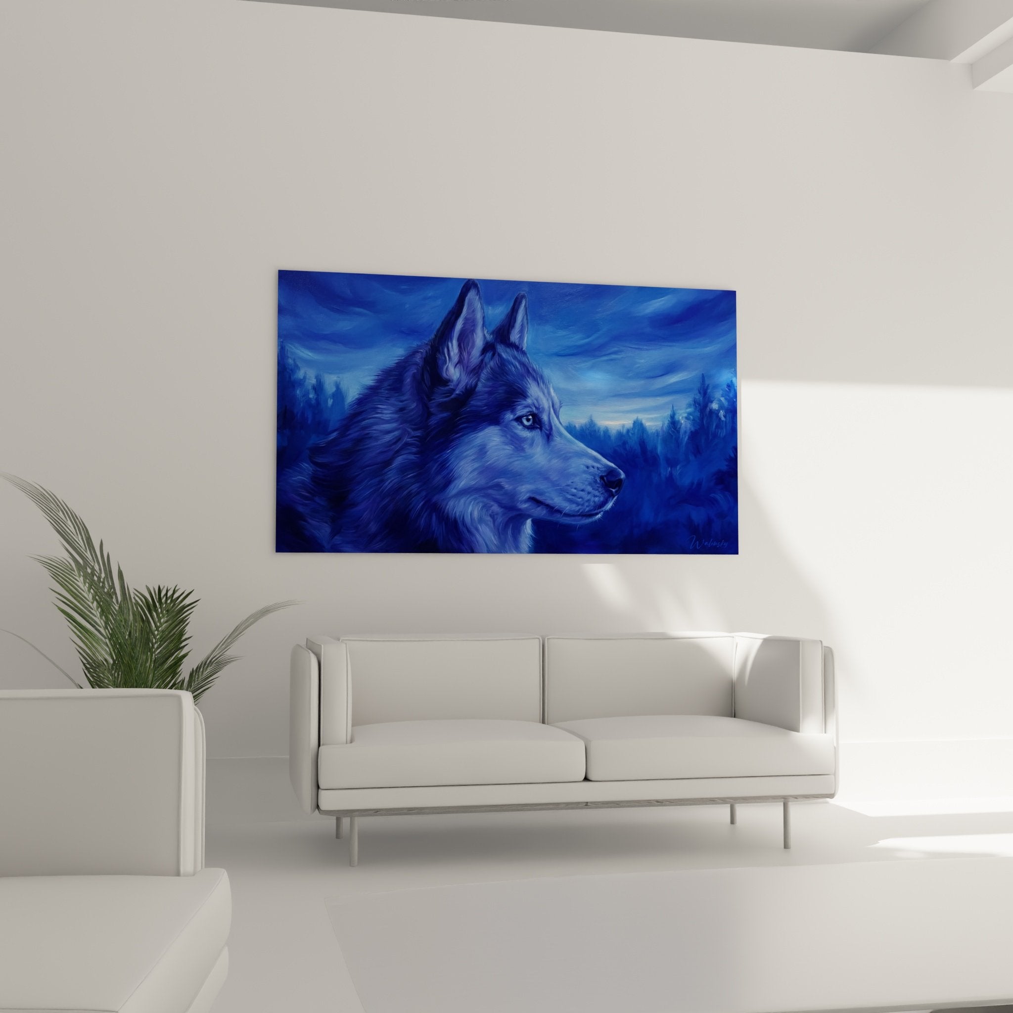 Detail portrait husky siberien pelage texture bleue nuances artistiques regard intense