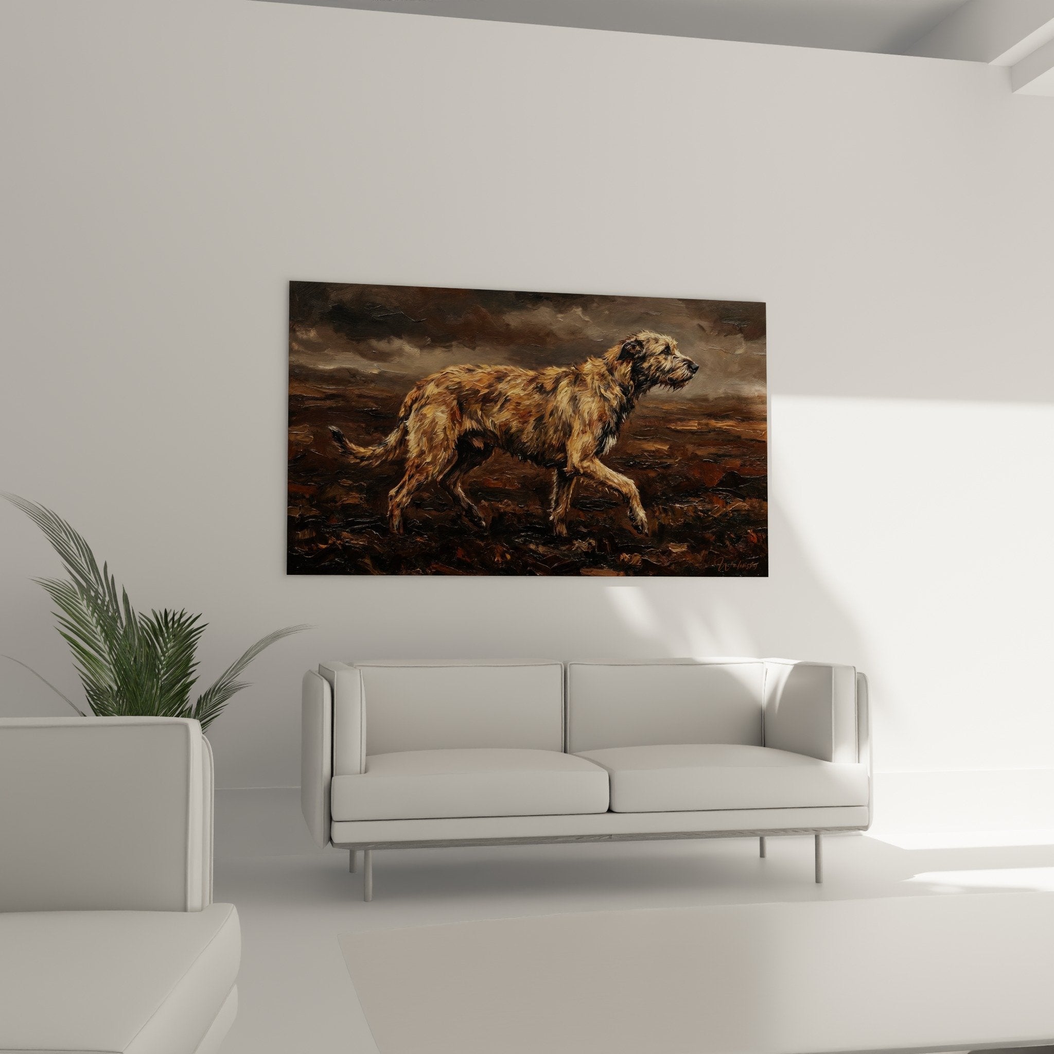 Pinseldetail Irish Wolfhound goldenes Fell künstlerische Textur expressives Gemälde