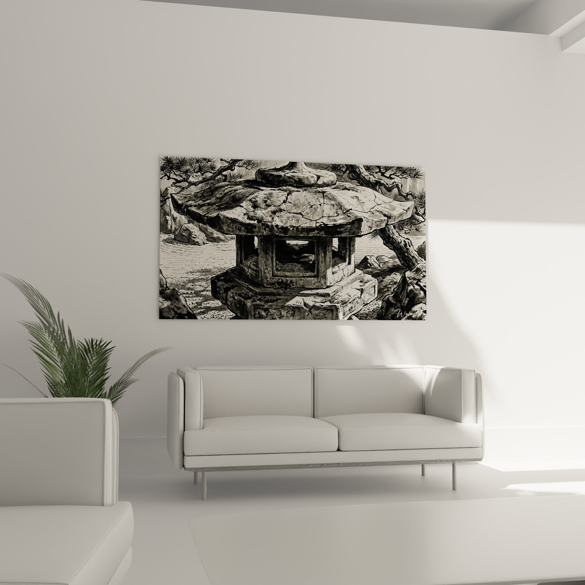 Detailansicht Gravur Laterne Stein Buddhistische Tempel Textur Architektur Zen Monochrom
