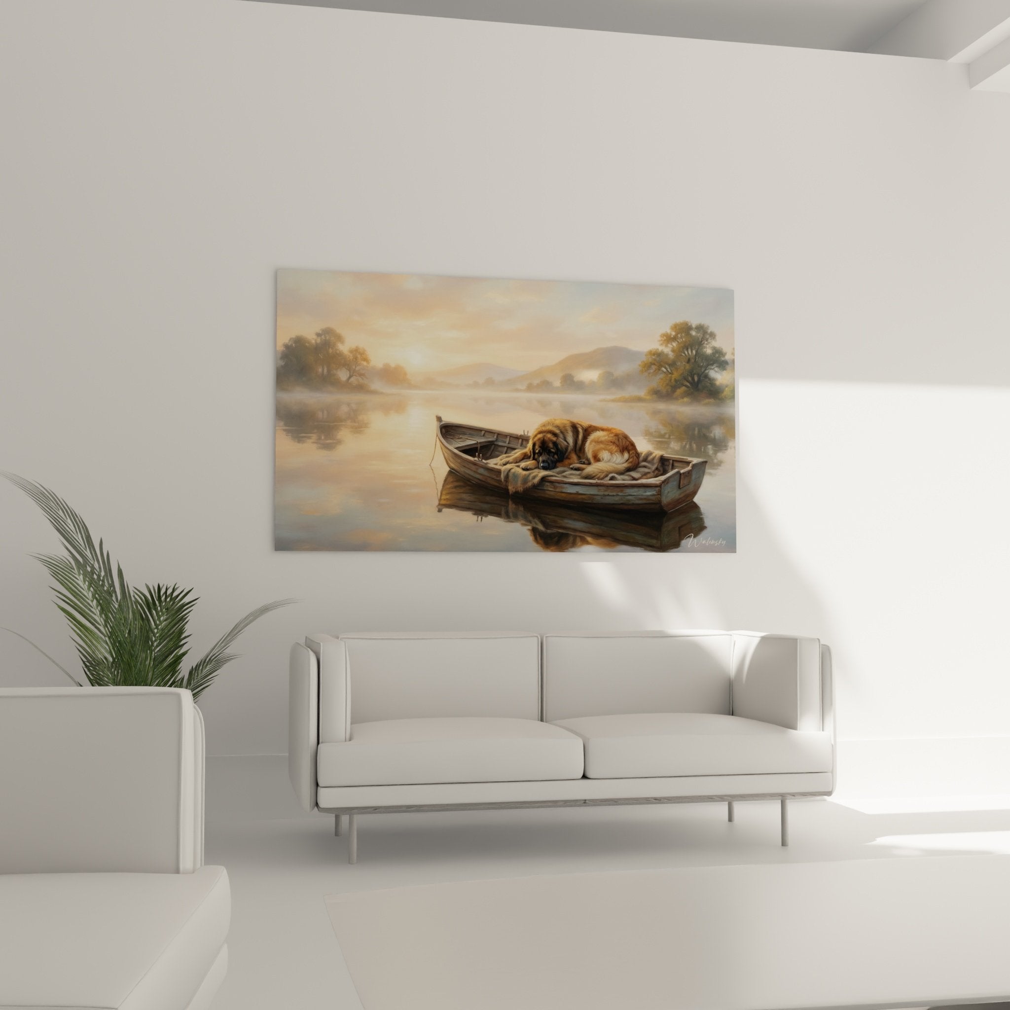 Detail Leonberg pelage fauve brun barque bois patine texture realiste gros plan chien dort