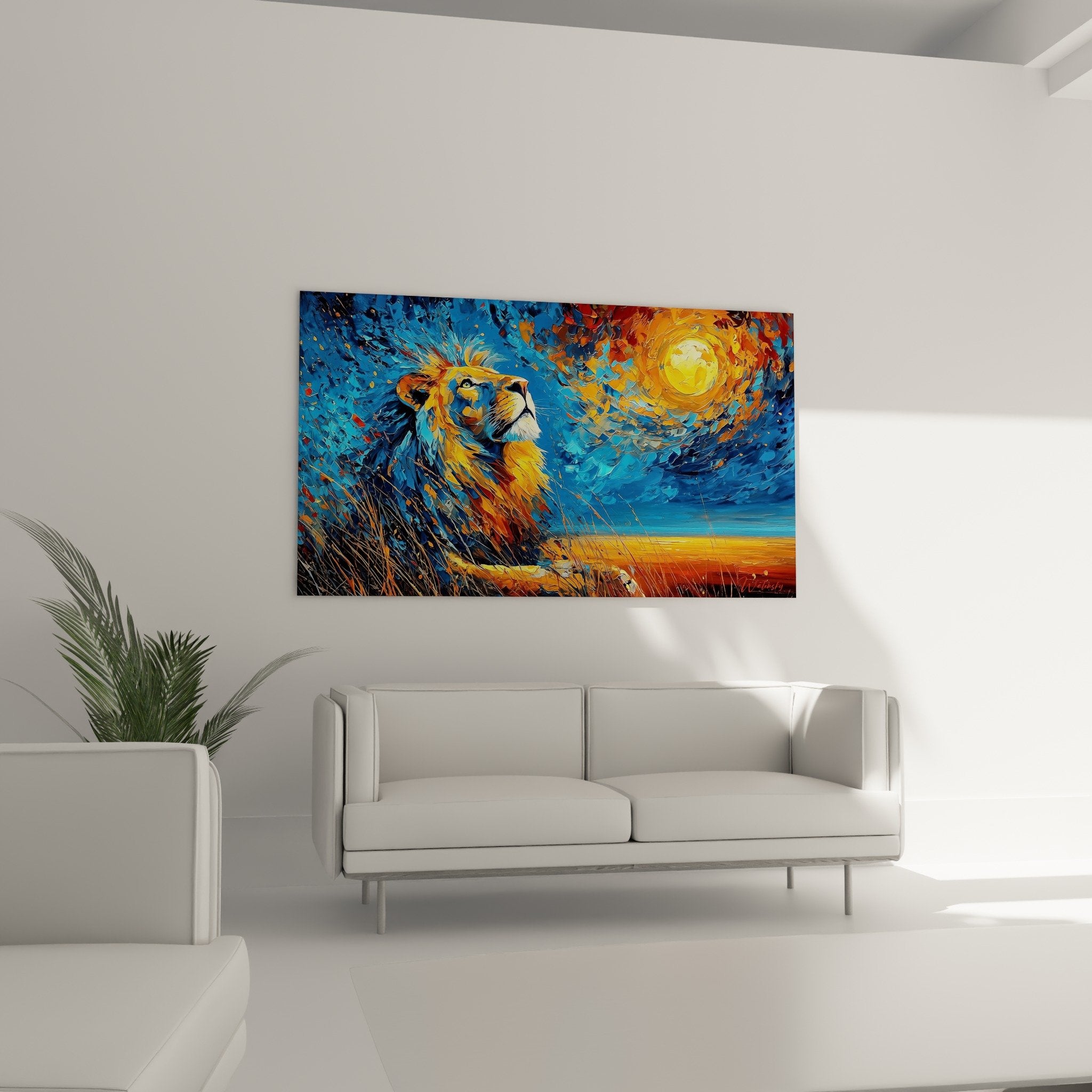 Detail pinceau lion criniere doree texture picturale expressive couleurs chaudes