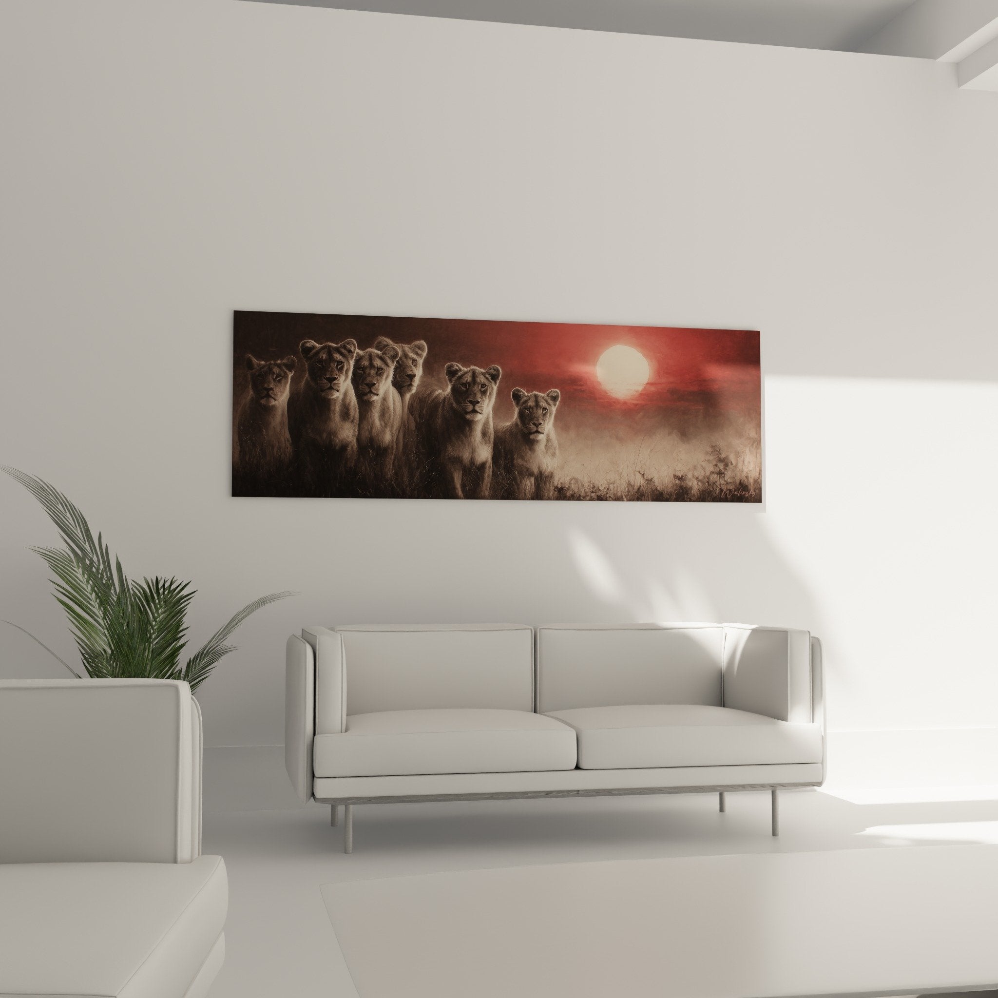 Detail lions felines savanna sunset ochre red orange palette