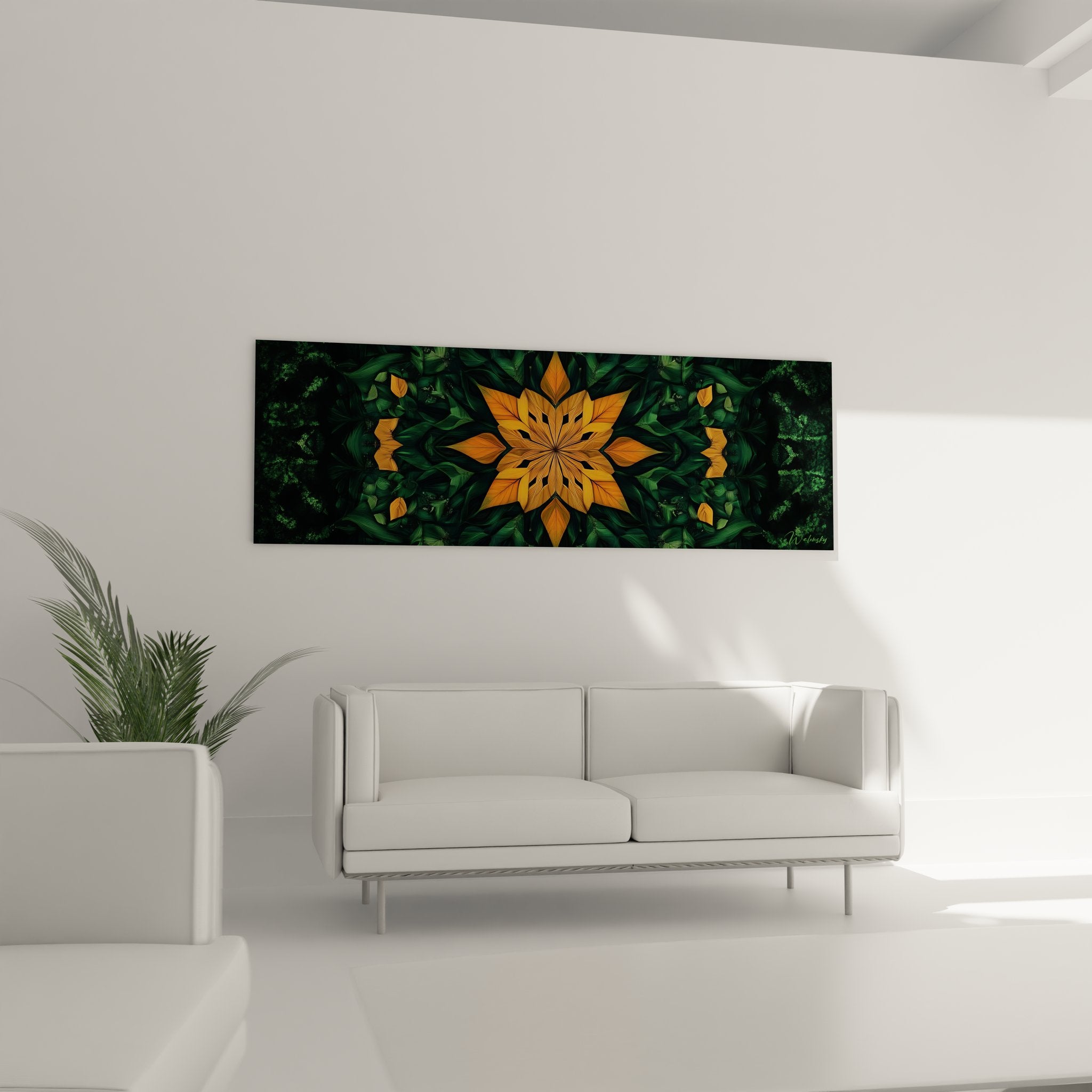 Détail gros plan mandala floral fractale orange avec pétales géométriques stylisés