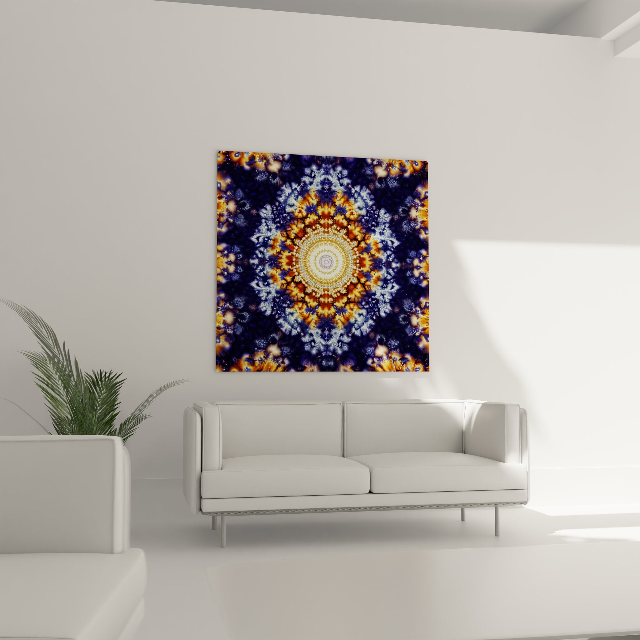 Gros plan sur les détails complexes du mandala fractale avec patterns géométriques dorés