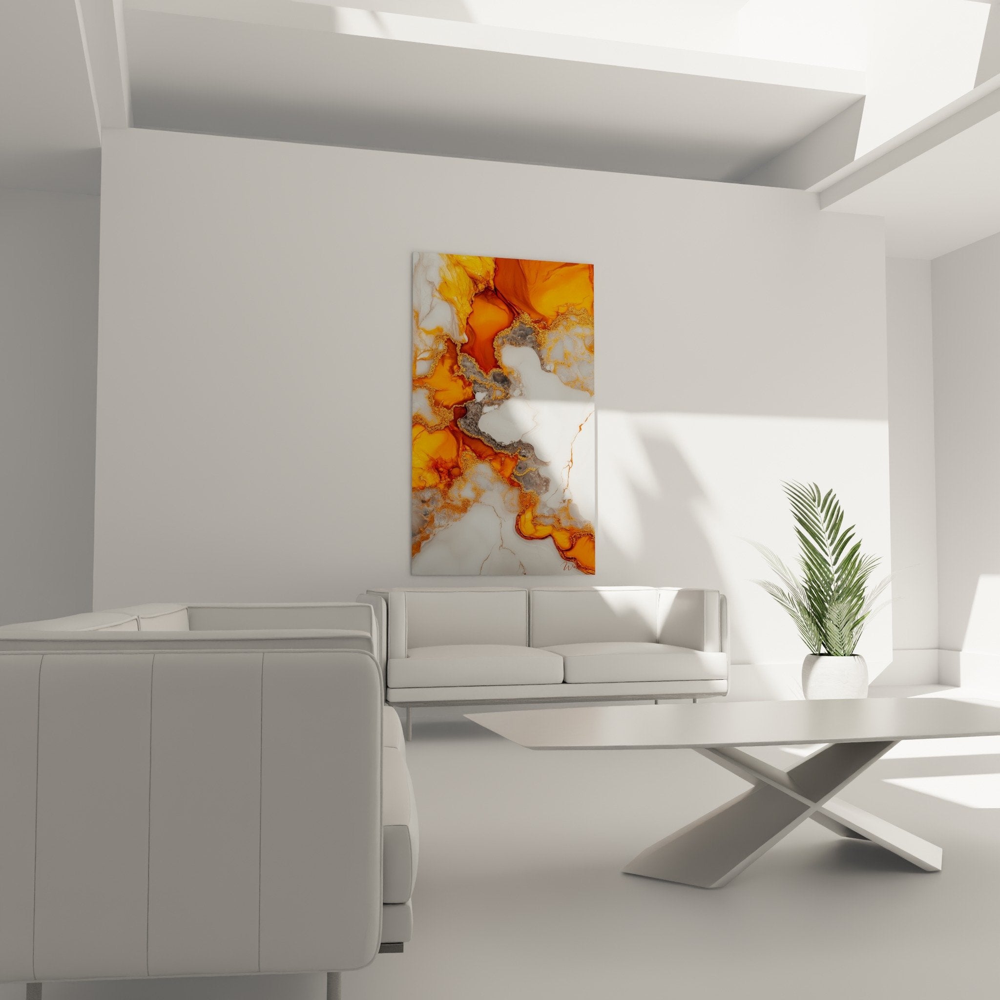Detail marbre abstrait orange blanc particules dorees textures fluides veines metalliques scintillantes