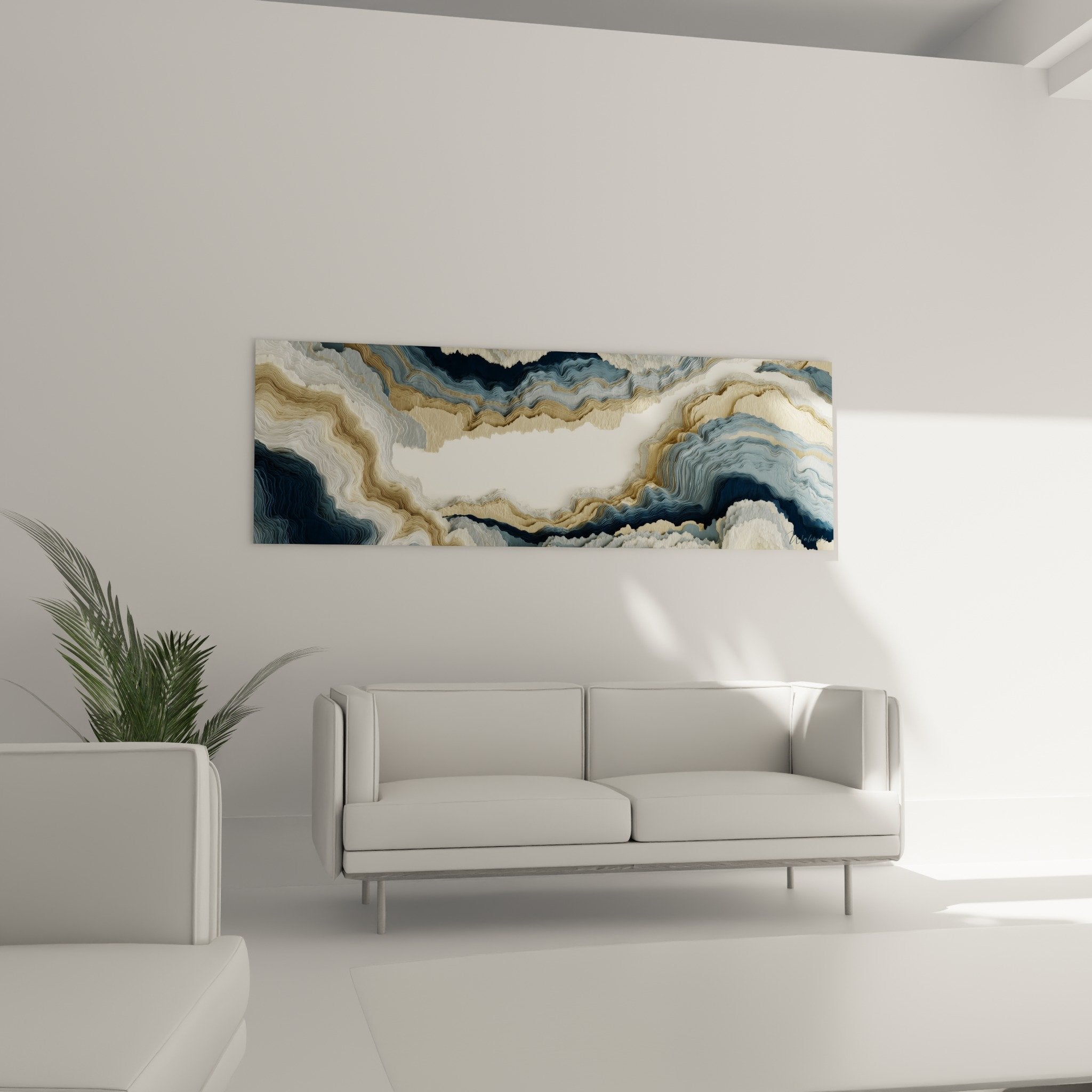 abstract marble artwork detail textured waves navy blue golden highlights artistic finishes