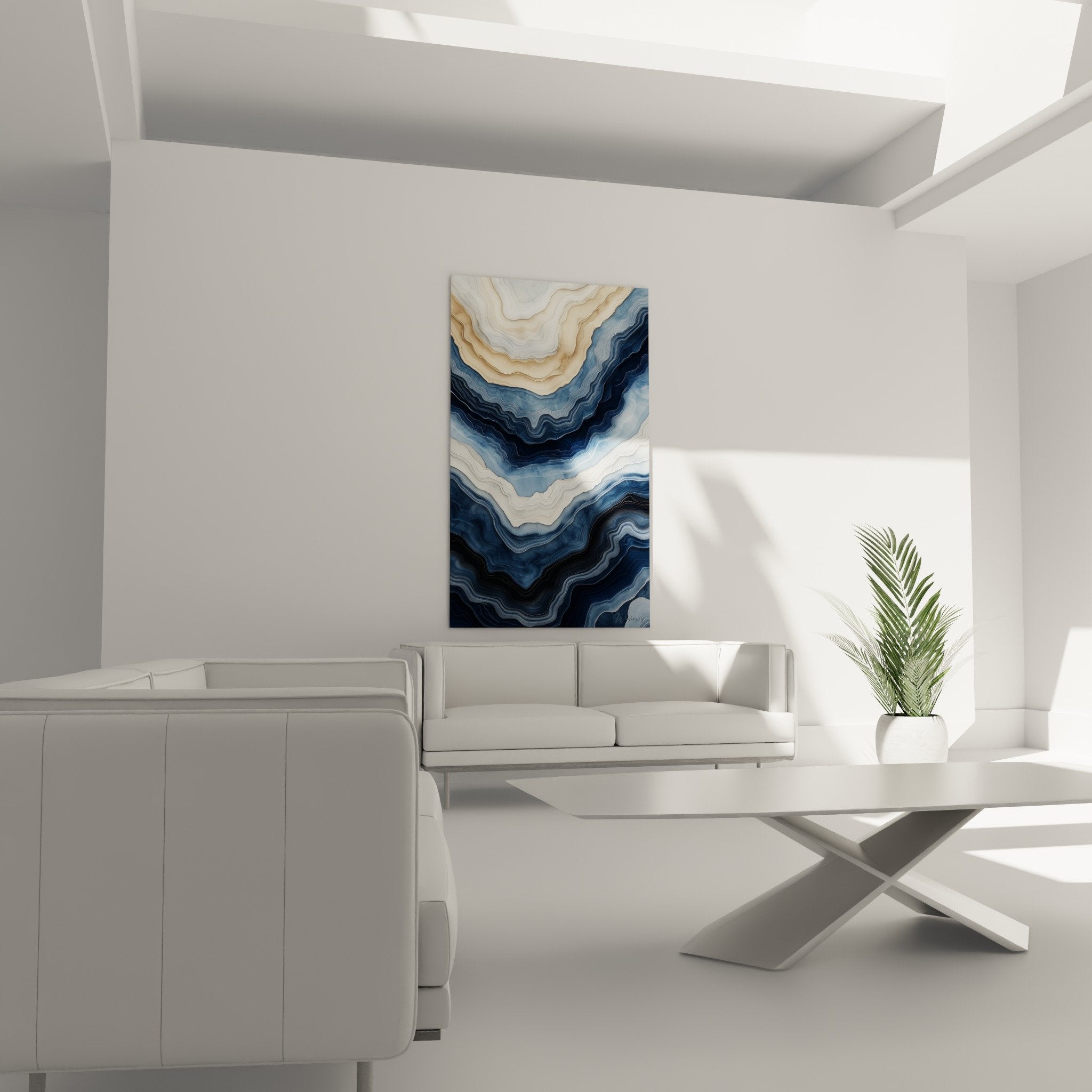 Abstract marble texture detail blue veins beige layers wavy effect depth