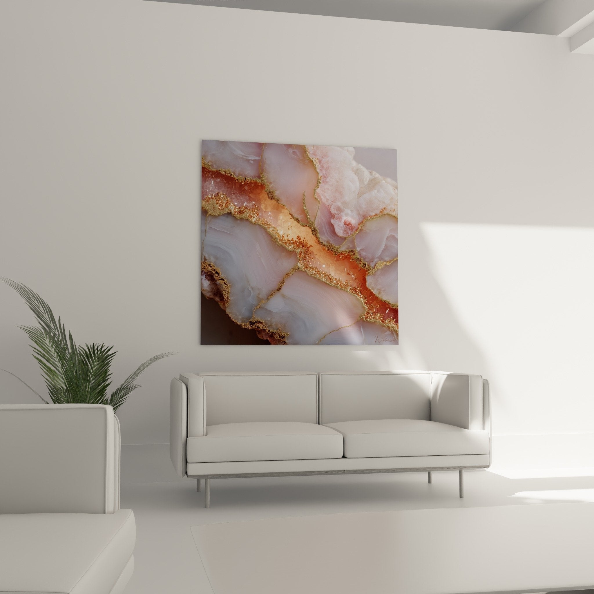 Détail tableau marbre abstrait veines dorées textures cristallines formations géologiques roses précieuses