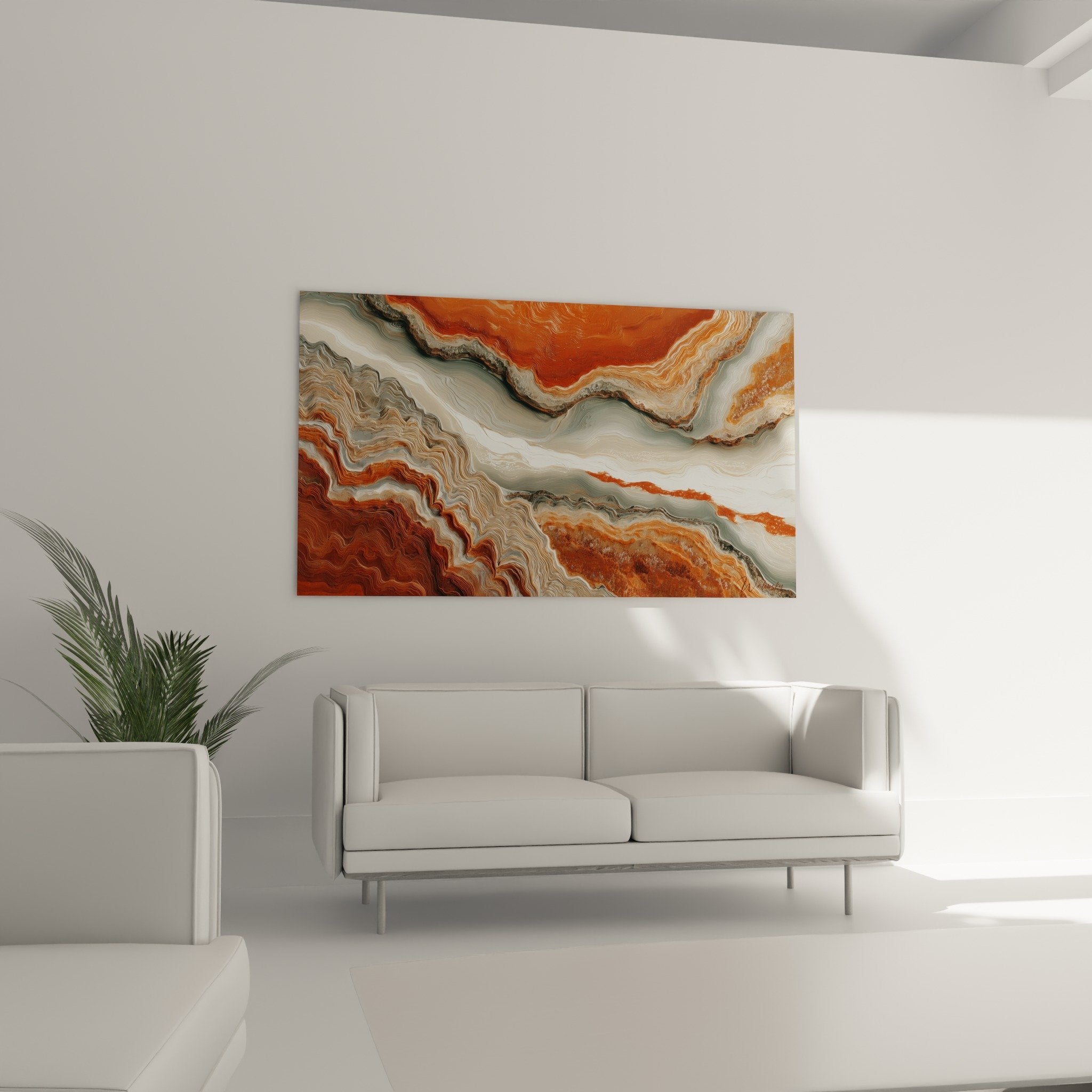 orange terracotta white marble veining fluid abstract texture feng shui northeast earth zoom detail