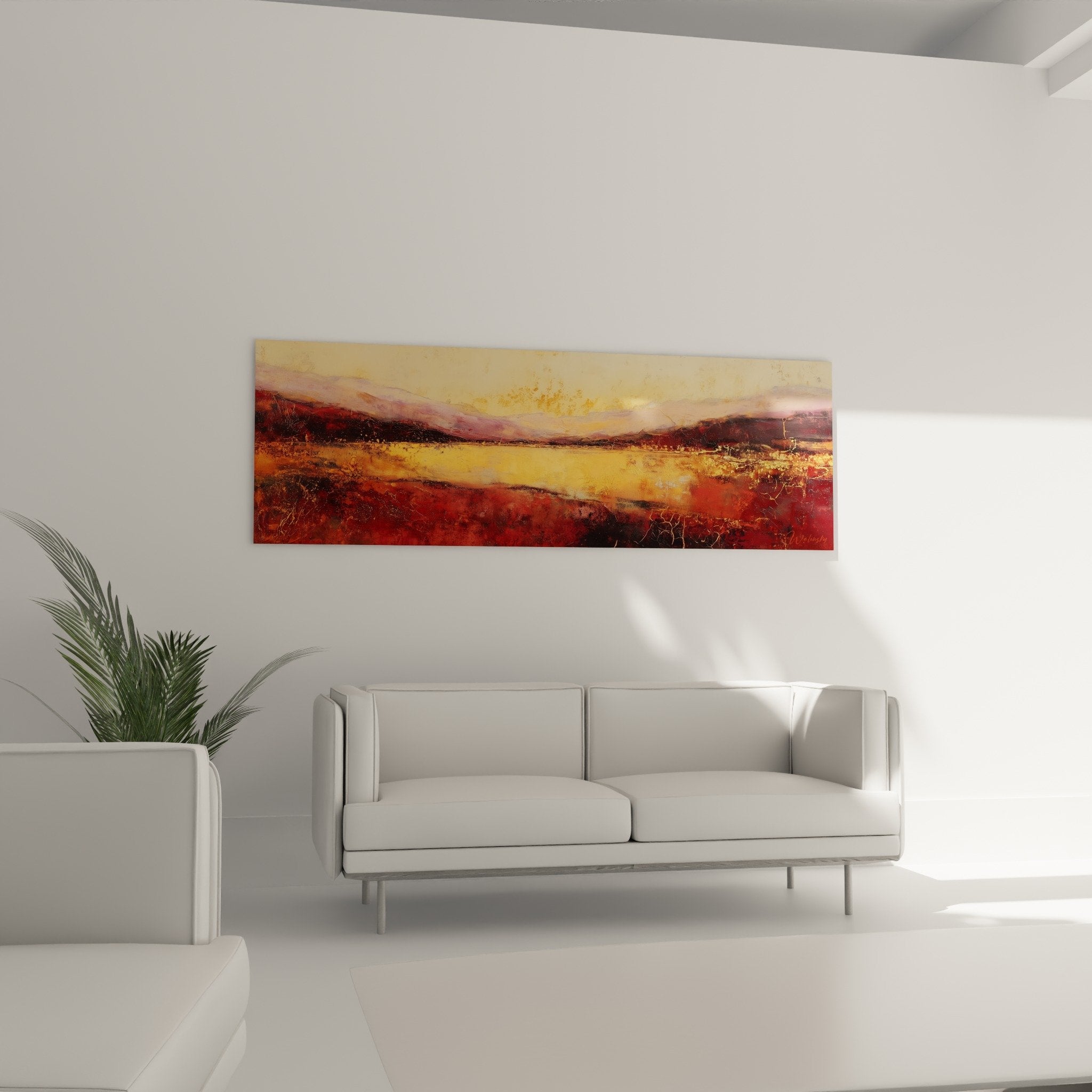 Red burgundy paint texture detail and golden textures feng shui south fire wall art