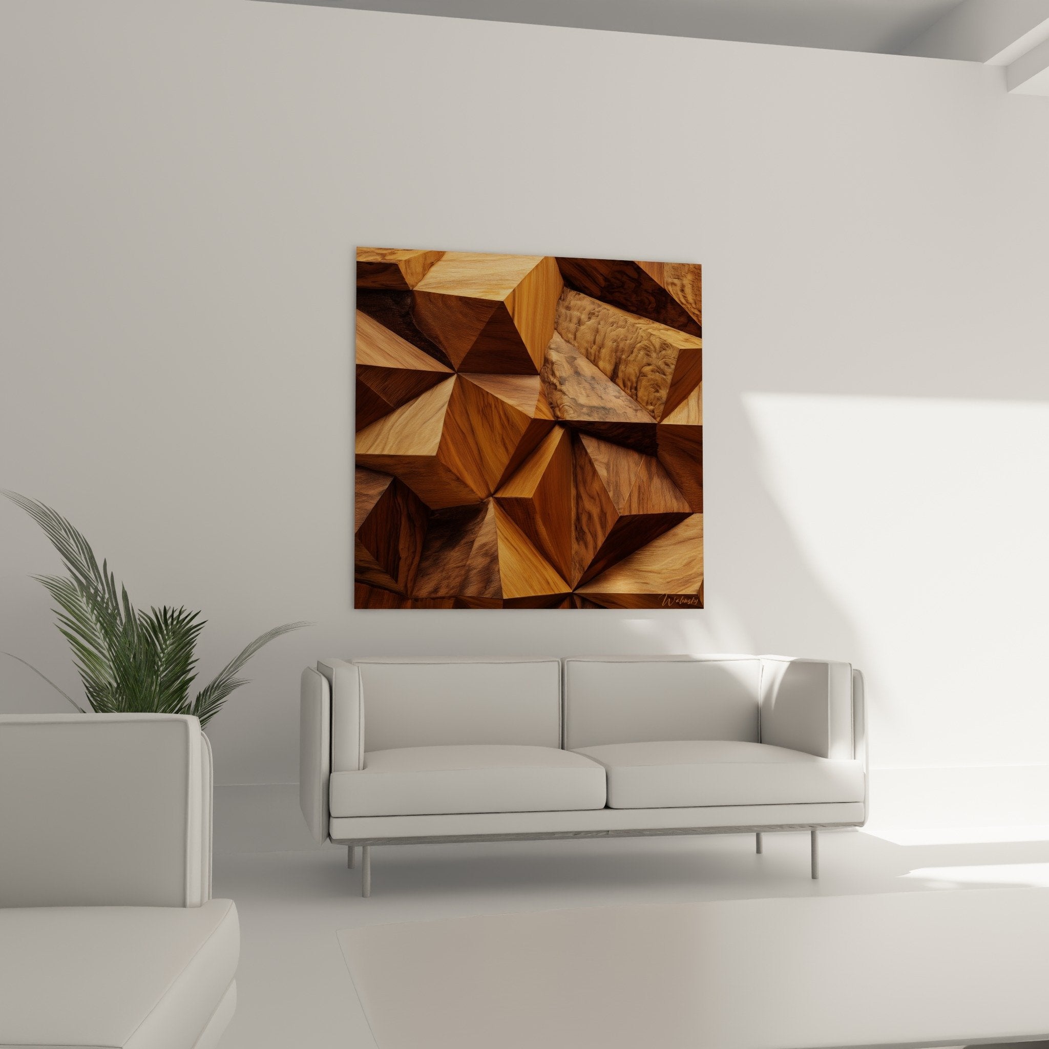 Detail mosaique bois grain naturel formes geometriques relief texture feng shui est bois